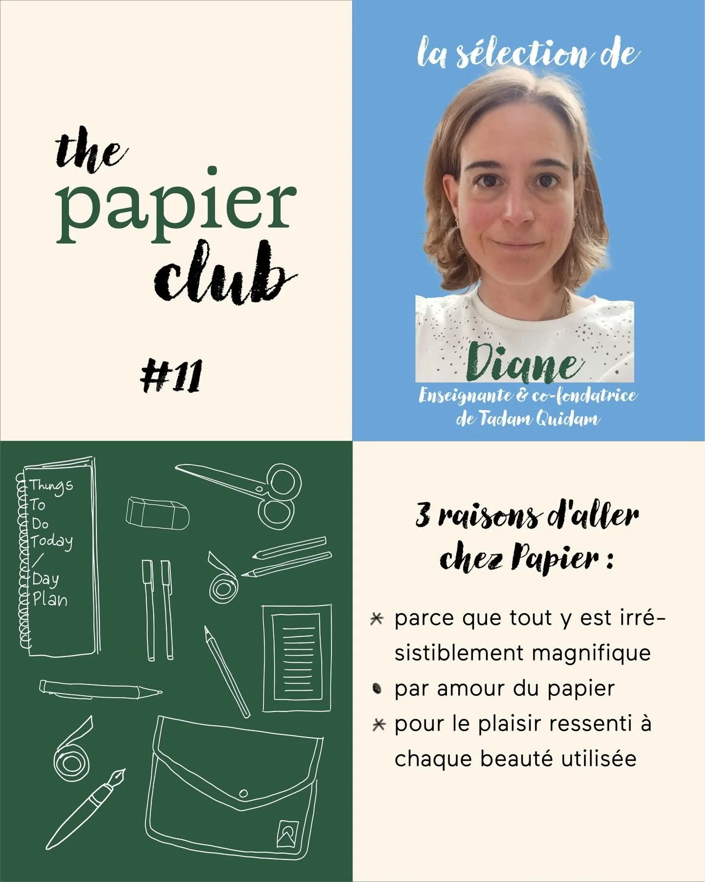 Et une nouvelle revue, une ! 🤩
Diane, notre 11e membre du #thepapierclub est une aficionada de papeterie &eacute;videmment ! 
On l&rsquo;aime pour ses choix pointus, sa passion d&eacute;bordante mais surtout pour son enthousiasme contagieux et sa gr