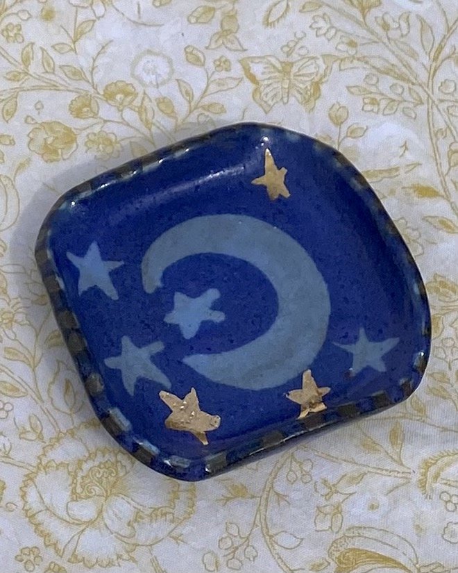 Gilded Alter Dish with Moon and Stars