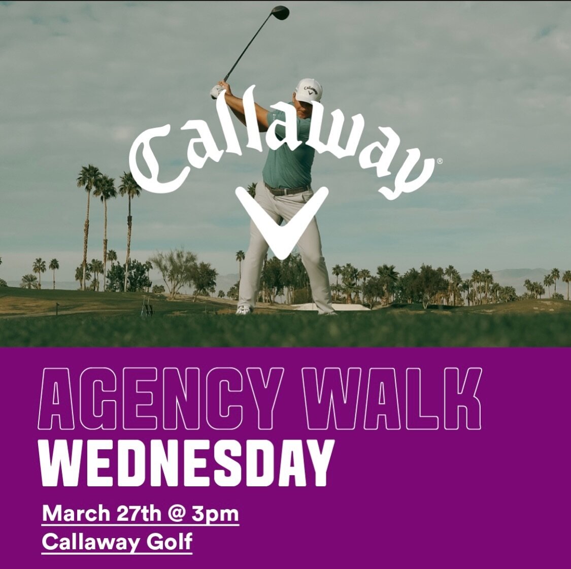 ⛳️Our next Agency Walk is sure to be a hole in one! ⁣
⁣⁣
🗓️Join us March 27th for and exclusive tour of Callaway Golf HQ and experience an insiders view of their marketing department. ⁣⁣
&nbsp;⁣⁣
⭐️Callaway Golf is a leading American sports equipmen