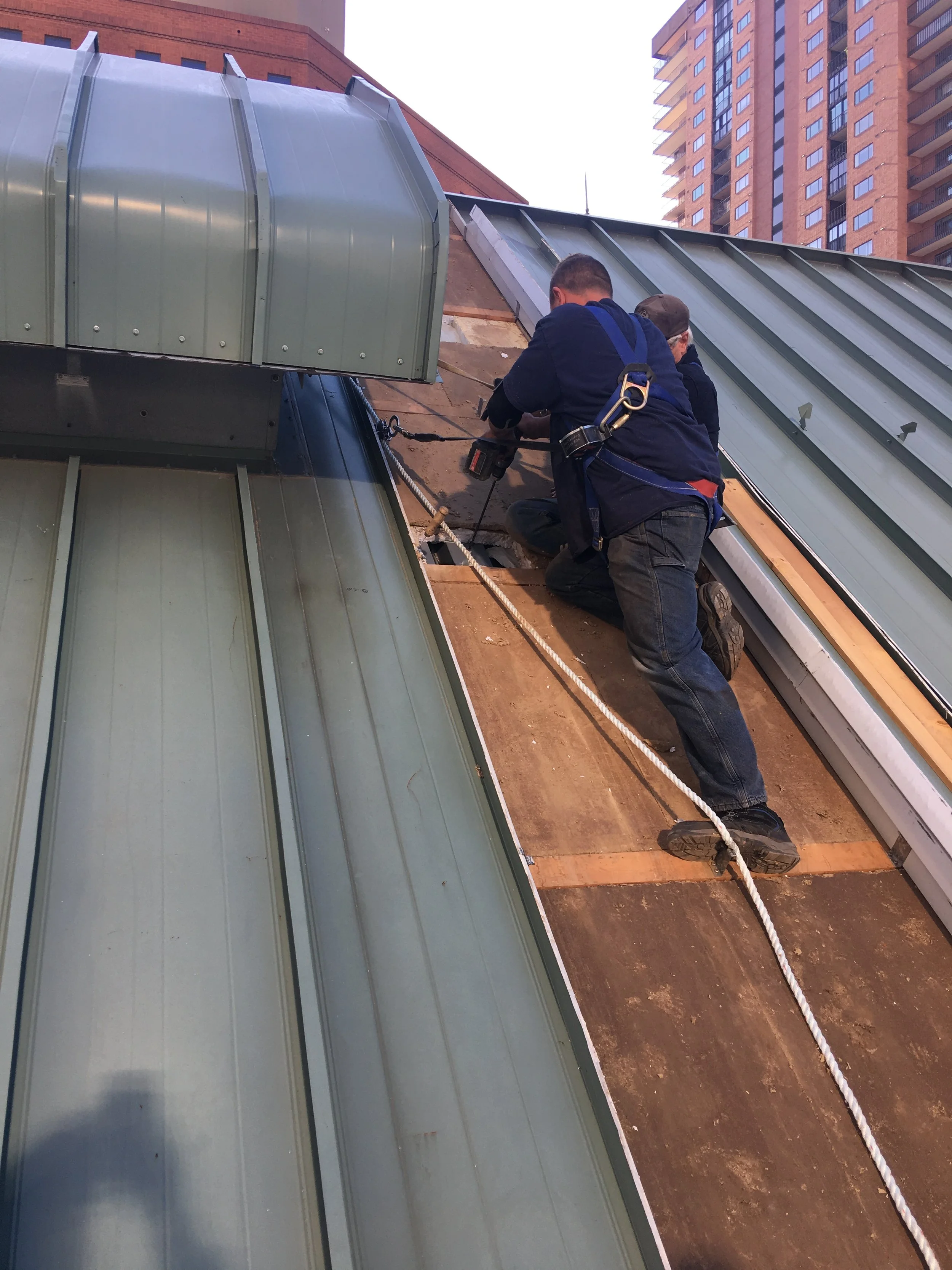 Posts being installed to support access ladders.JPG