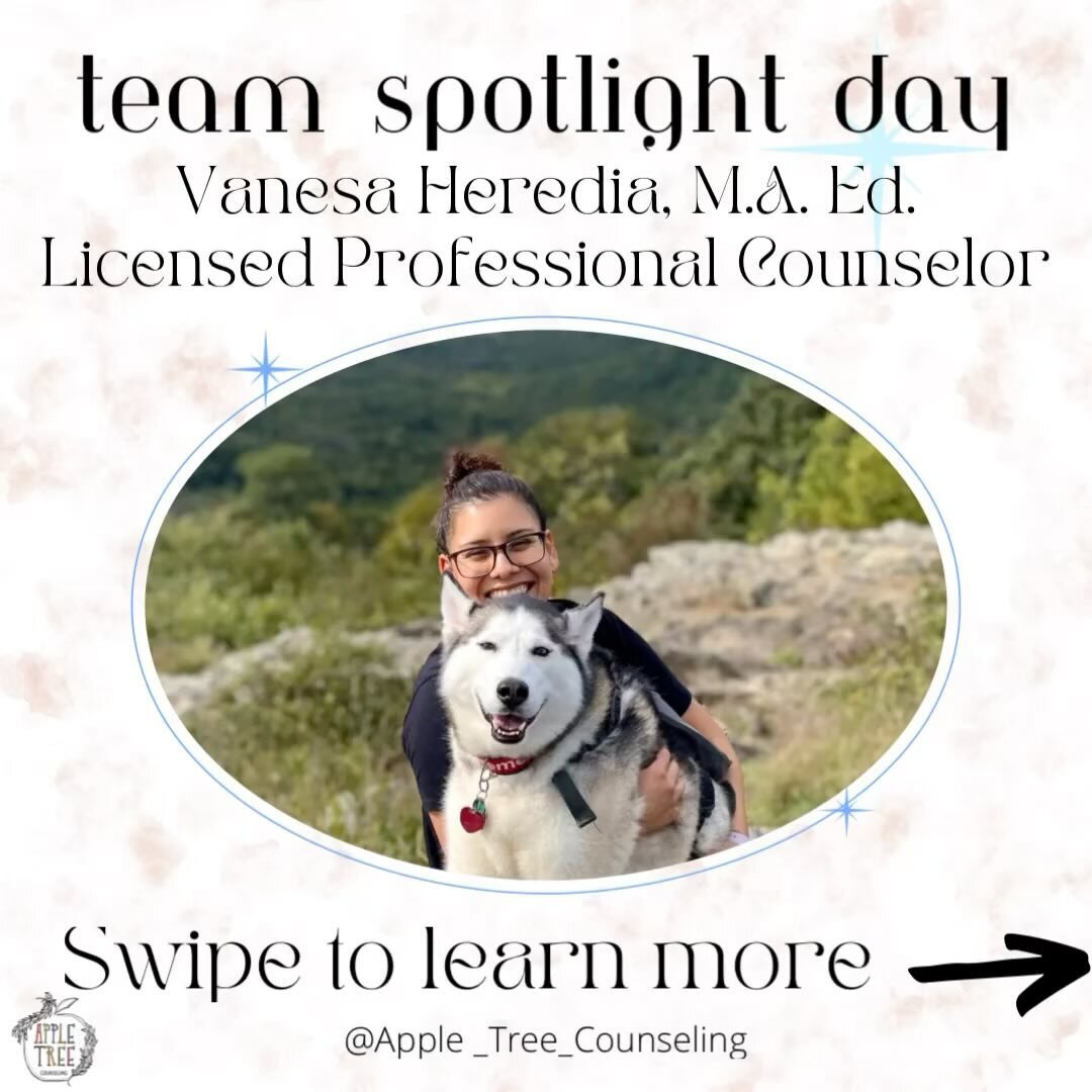 Meet one of our newest Licensed Professional Counselor, Vanesa Heredia, MA. Ed., LPC. Vanesa is new to Apple Tree Counseling but has been working in mental health for many years. She looks forward to meeting everyone and creating a new relationship.
