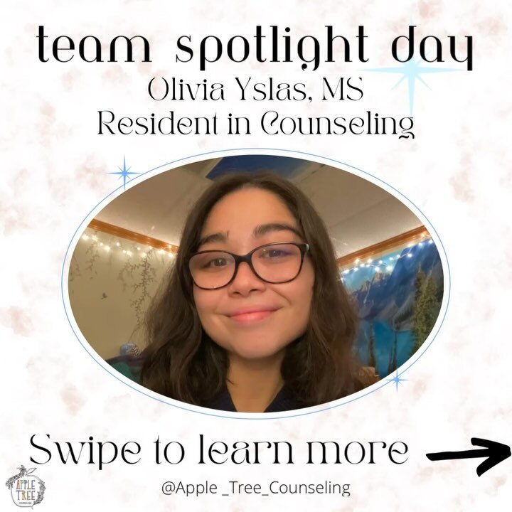 Meet one of our Residents in Counseling, Olivia Yslas, MS. Olivia is has been at Apple Tree as an Intern since last year and a Virginia native who is looking forward to creating a welcoming environment for everyone.

To learn more about Olivia, you c