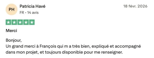 Avis Trustpilot 5 étoiles de Patricia Havé sur Merci Prosper