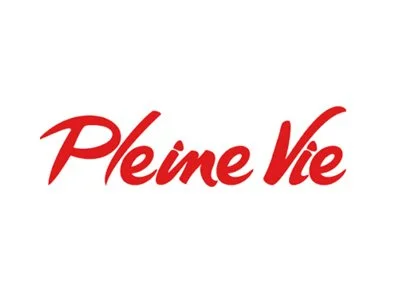Logo avec le texte 'Pleine Vie' en rouge sur fond blanc.