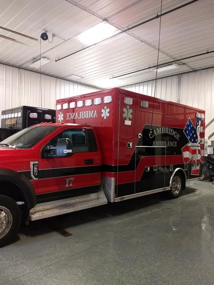 Cambridge Ambulance parked in the facility