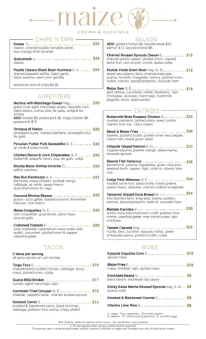 dinner menu | Discover Delicious Dinners – Reserve Today — Maize ...