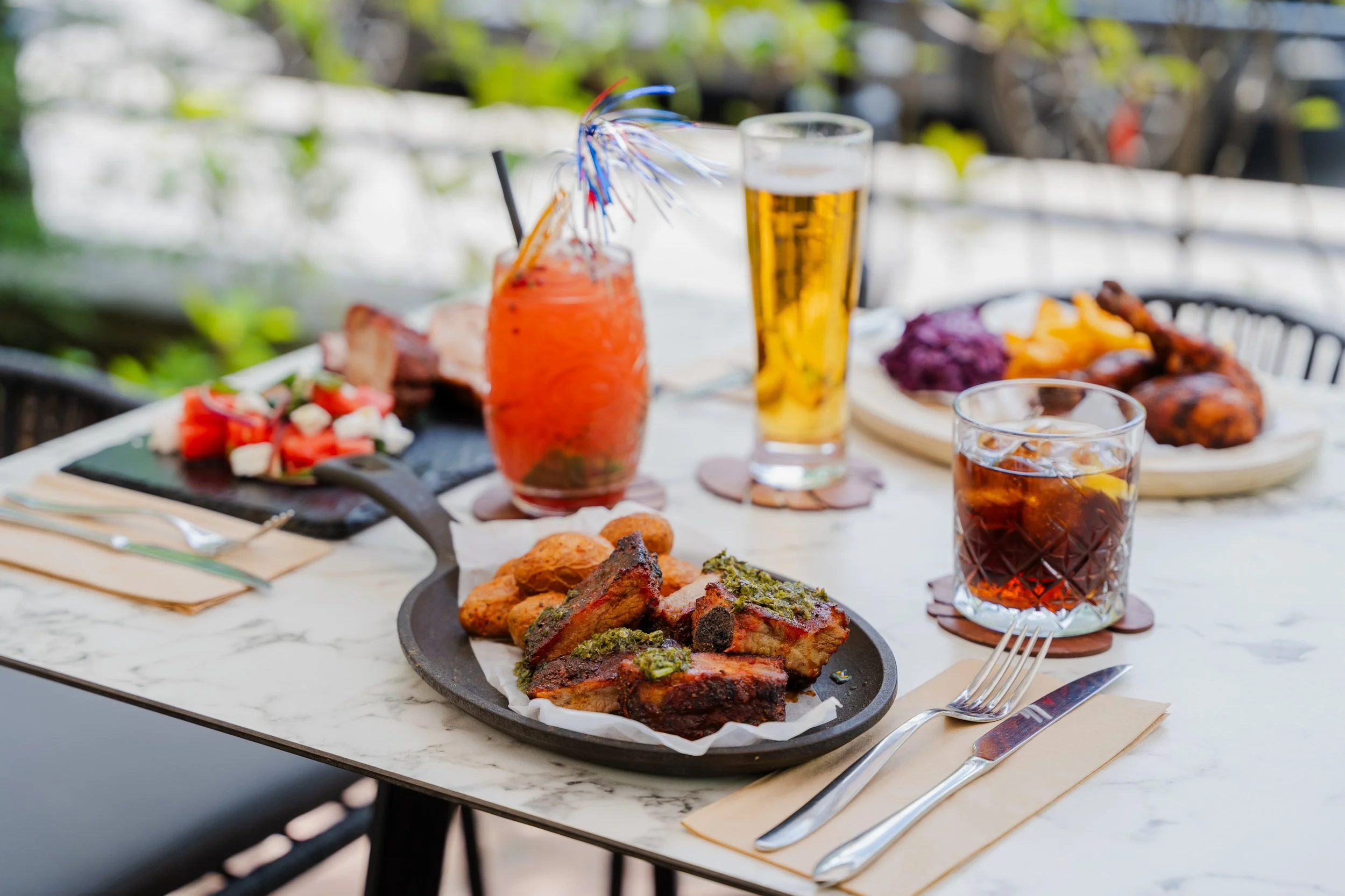 BBQ grilled meat and beer brunch