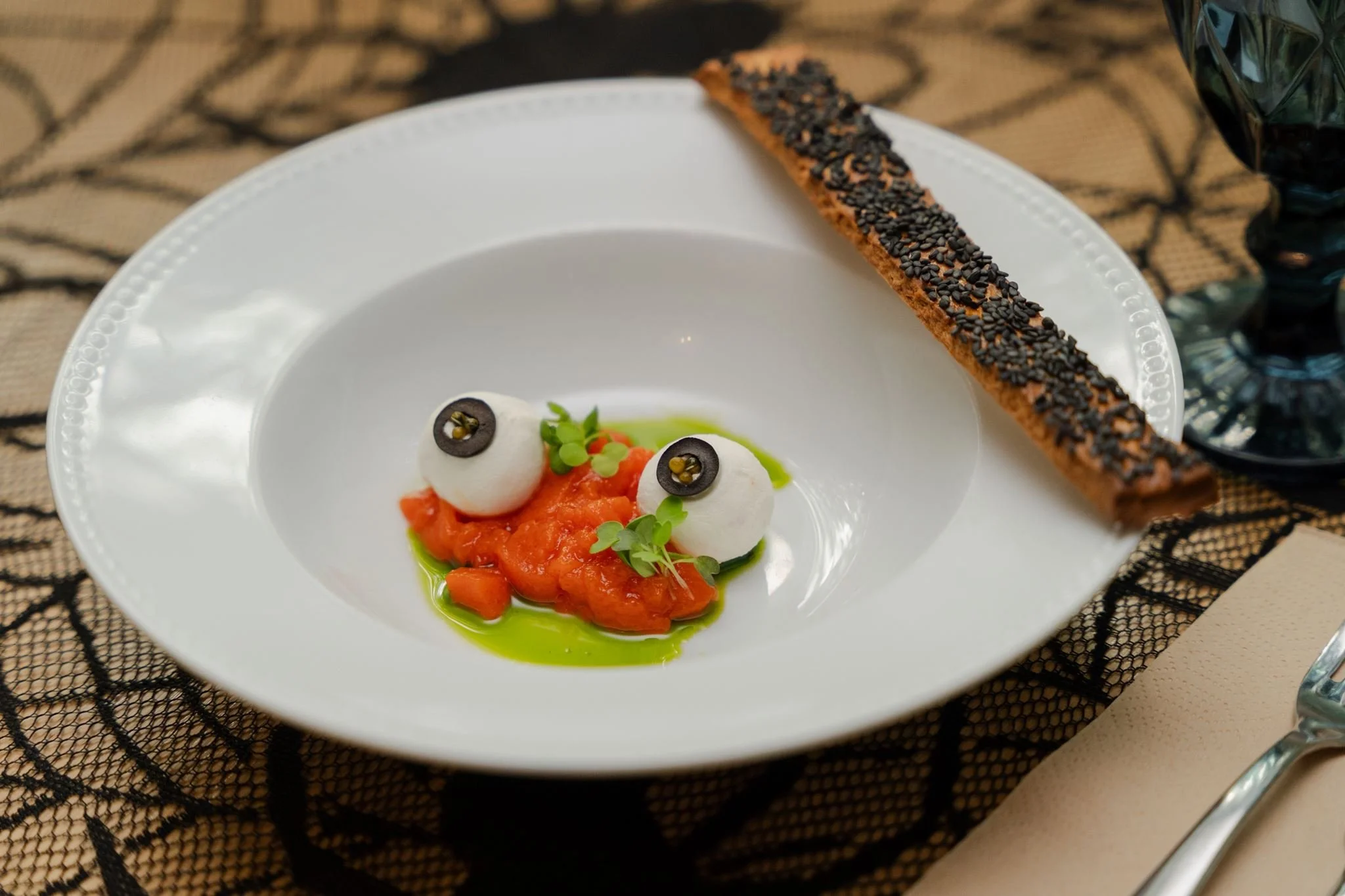 halloween goat cheese eye balls starter