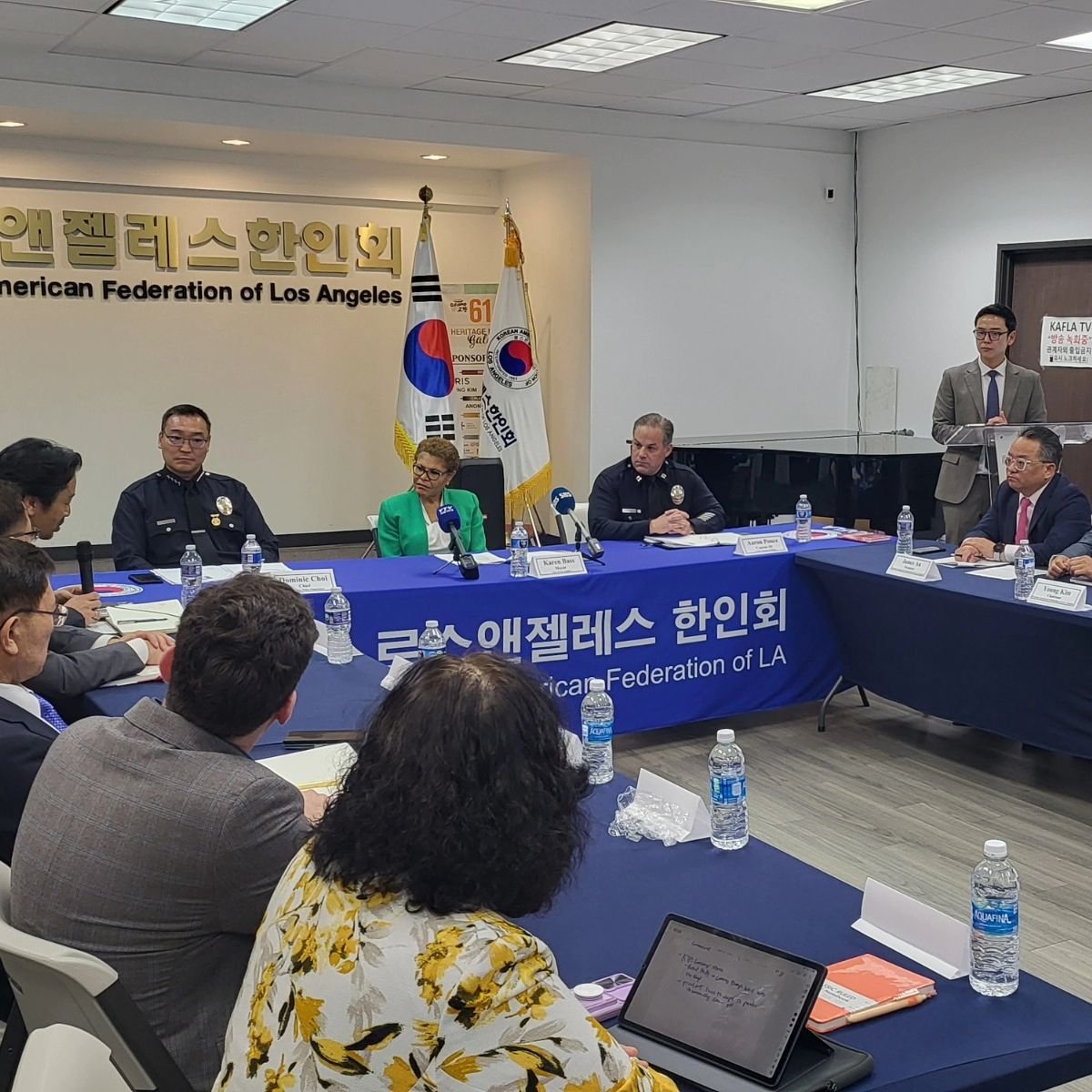 Today, KAFLA hosted LA City Mayor Karen Bass, LAPD Chief Dominic Choi, and Captain Aaron Ponce of Olympic Division in a Community Safety Roundtable discussion. Representatives of Community Based Organizations and victims were given an opportunity to 