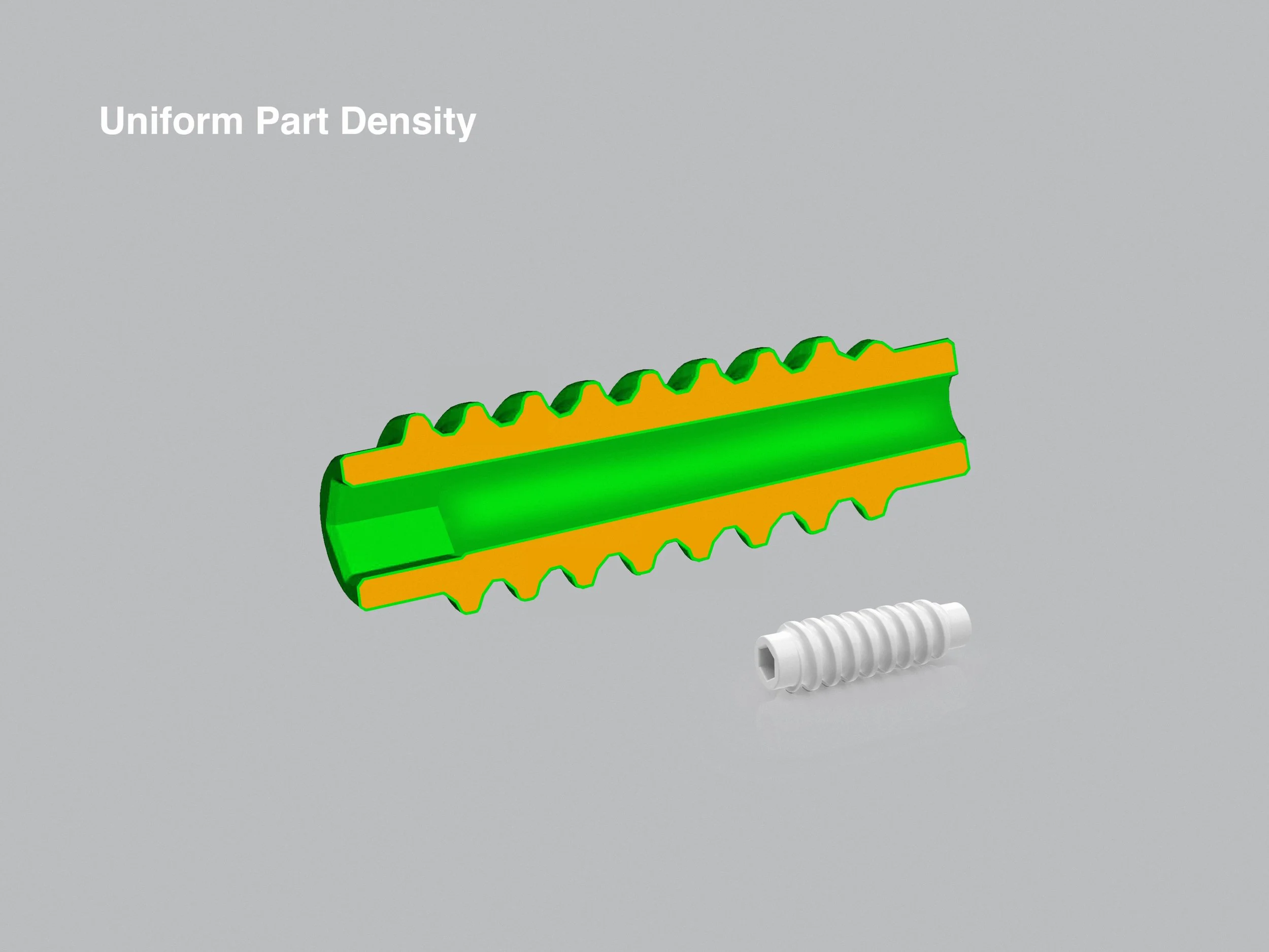 Material density inside an injection molded micro part (bone screw)