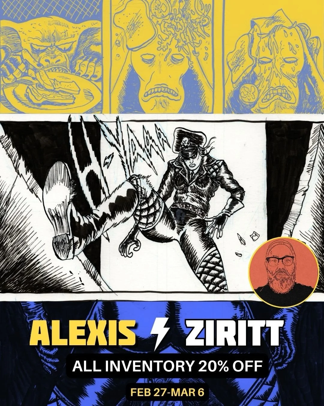 Ending the week and the month of February with a short-sale run at Alexis&rsquo;s store. He recently wrapped on Death Fight Forever and Space Riders, so he wants to offer a commission special option on his list to continue drawing characters from his