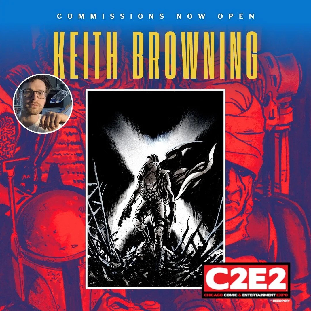 We&rsquo;re excited to announce that we&rsquo;ll be
heading to the Windy City for @c2e2 at the end of the
month! We have several fantastic commission options
available from both @keithbrowningart and
@kvalerio_art, including a new sketch card option.
