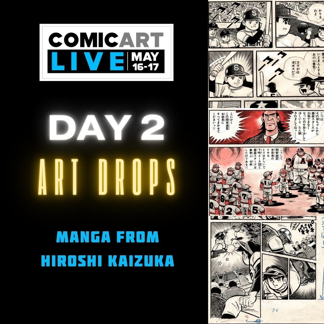 We&rsquo;re here for day 2 of @comicartfans Comic Art Live, and now that we&rsquo;re in full swing baseball season (see what I did there), every piece we have from Hiroshia Kaizuka&rsquo;s baseball manga series is available at our booth. Link in bio,
