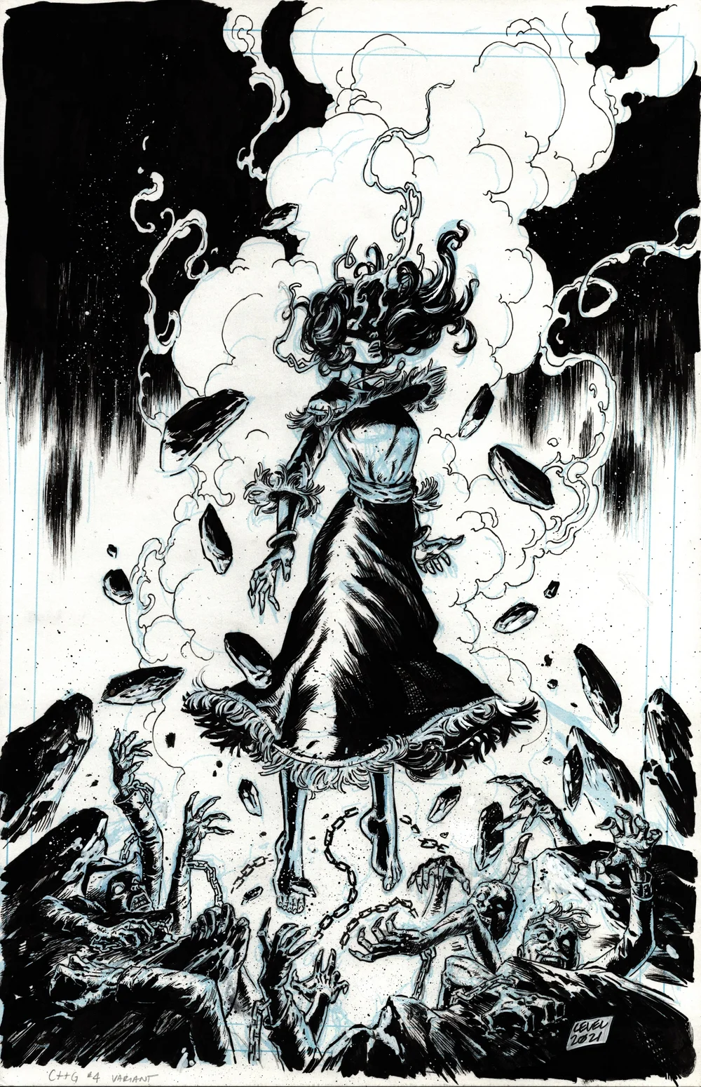 CHAINED TO THE GRAVE #4 COVER VARIANT Comic Art