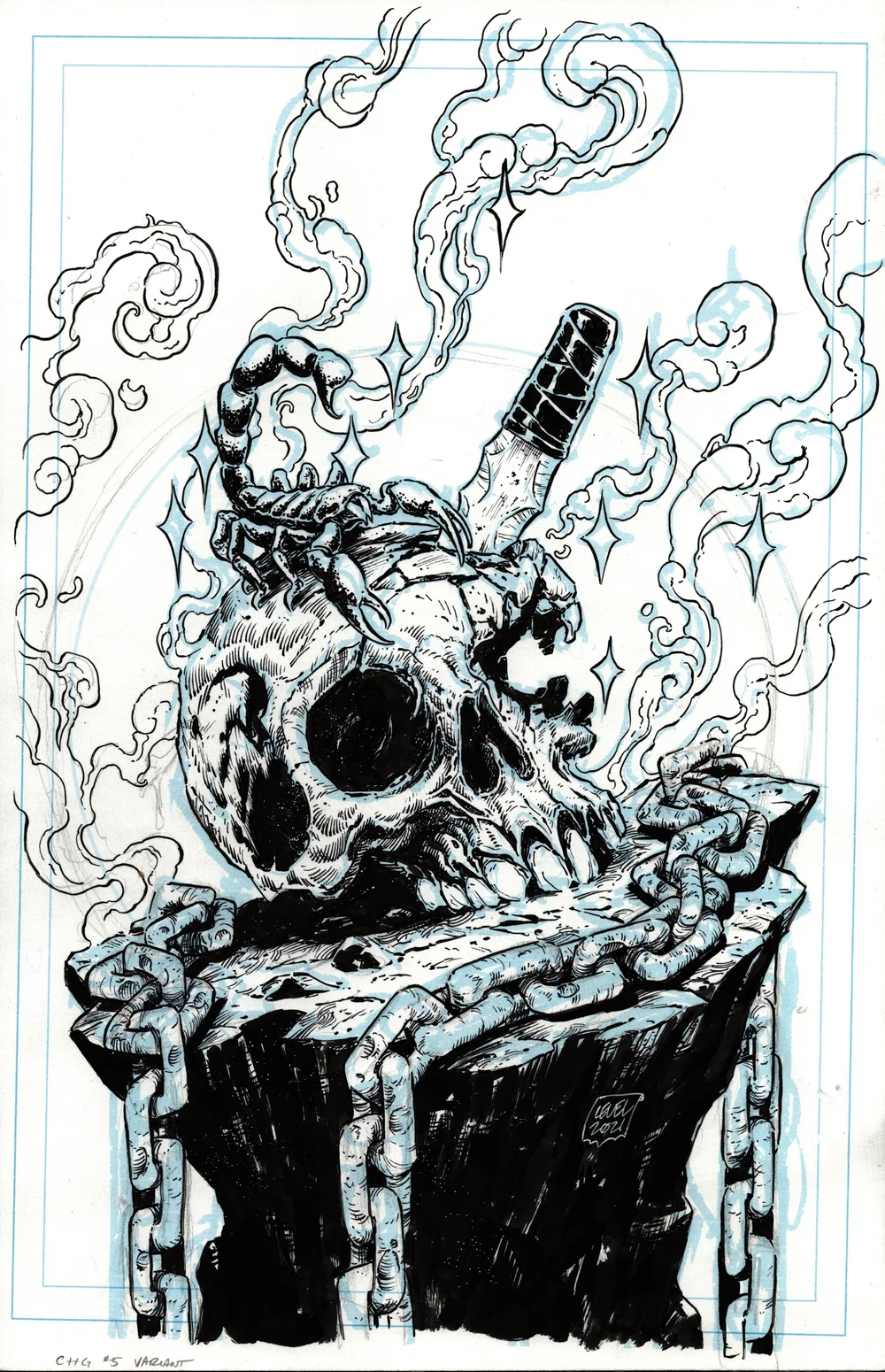 CHAINED TO THE GRAVE #5 COVER VARIANT Comic Art