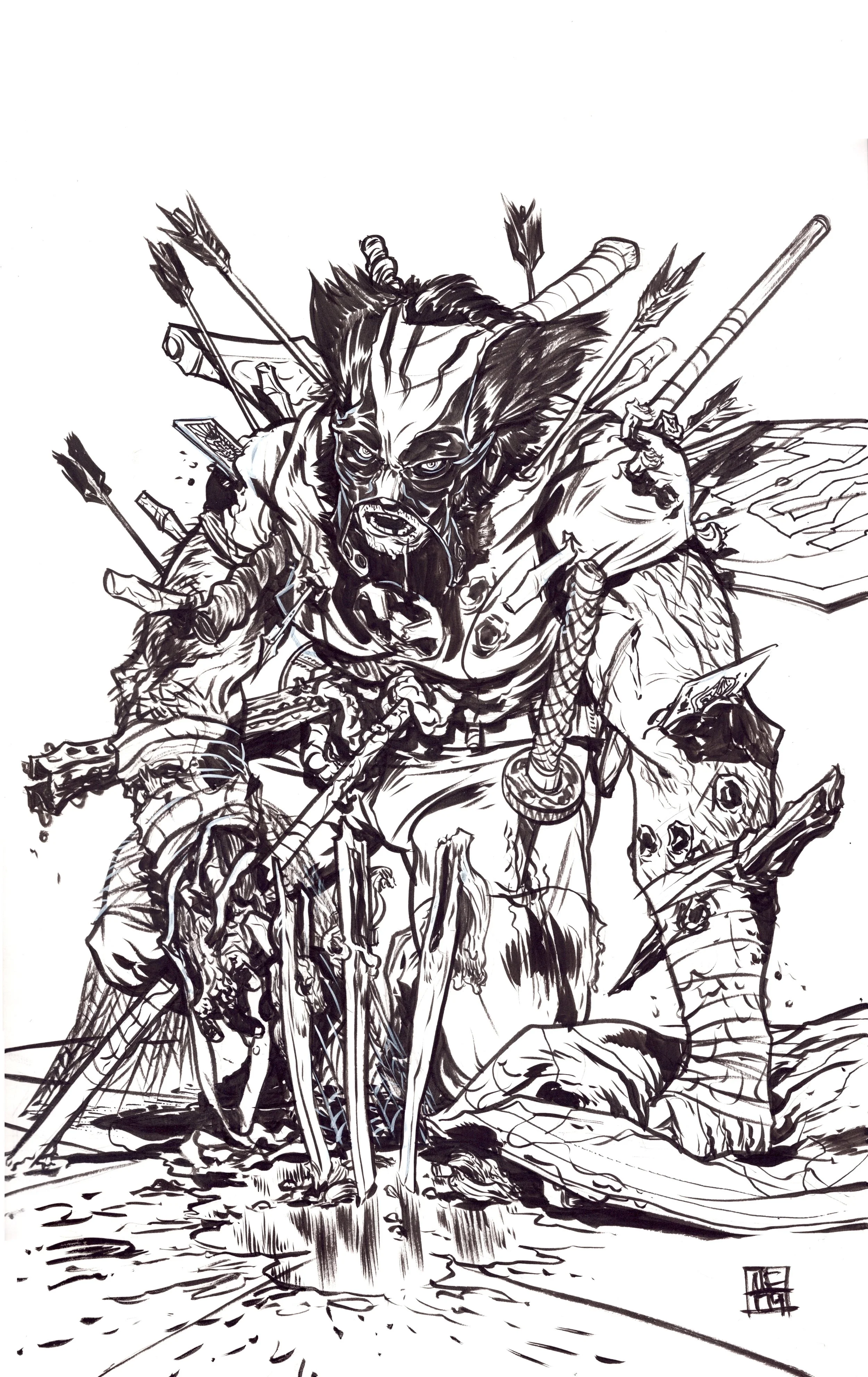 Image of Wolverine concept art for a pitch from Matt Fraction and Nathan Fox. Unpublished.