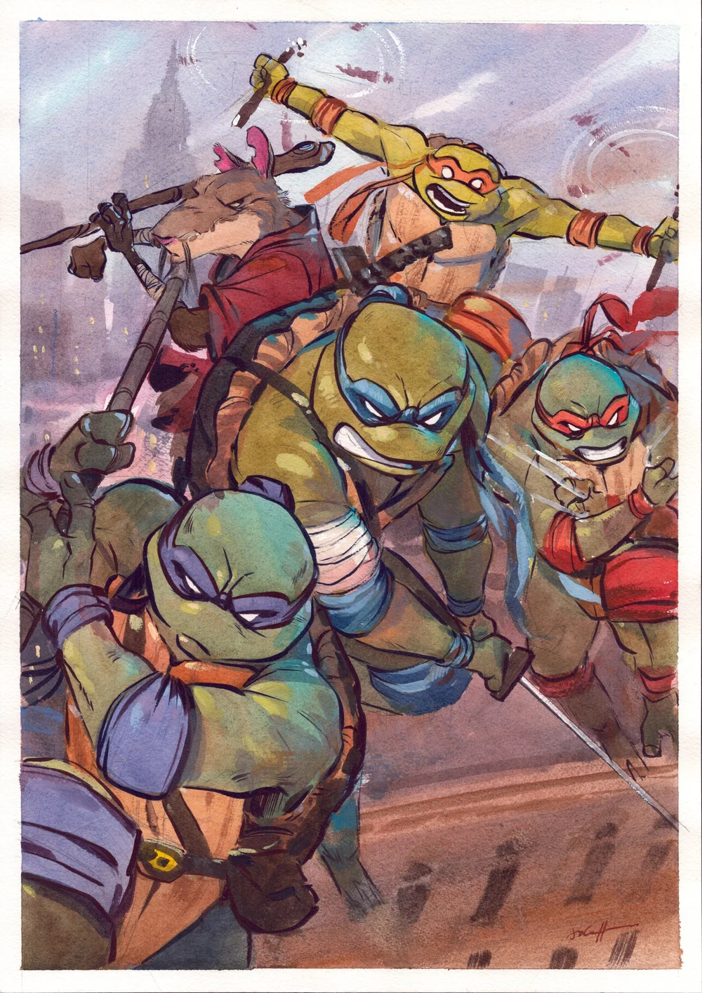TEENAGE MUTANT NINJA TURTLES & SPLINTER Comic Art