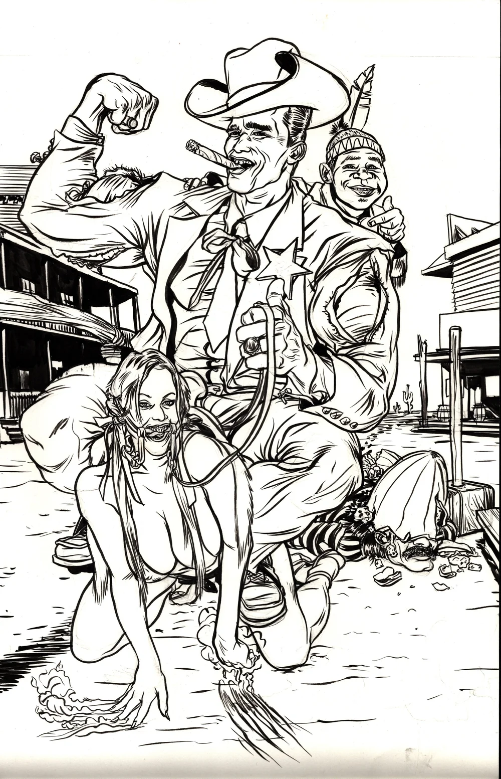 ARNOLD SCHWARZENEGGER AND OTHERS EDITORIAL ILLUSTRATION Comic Art