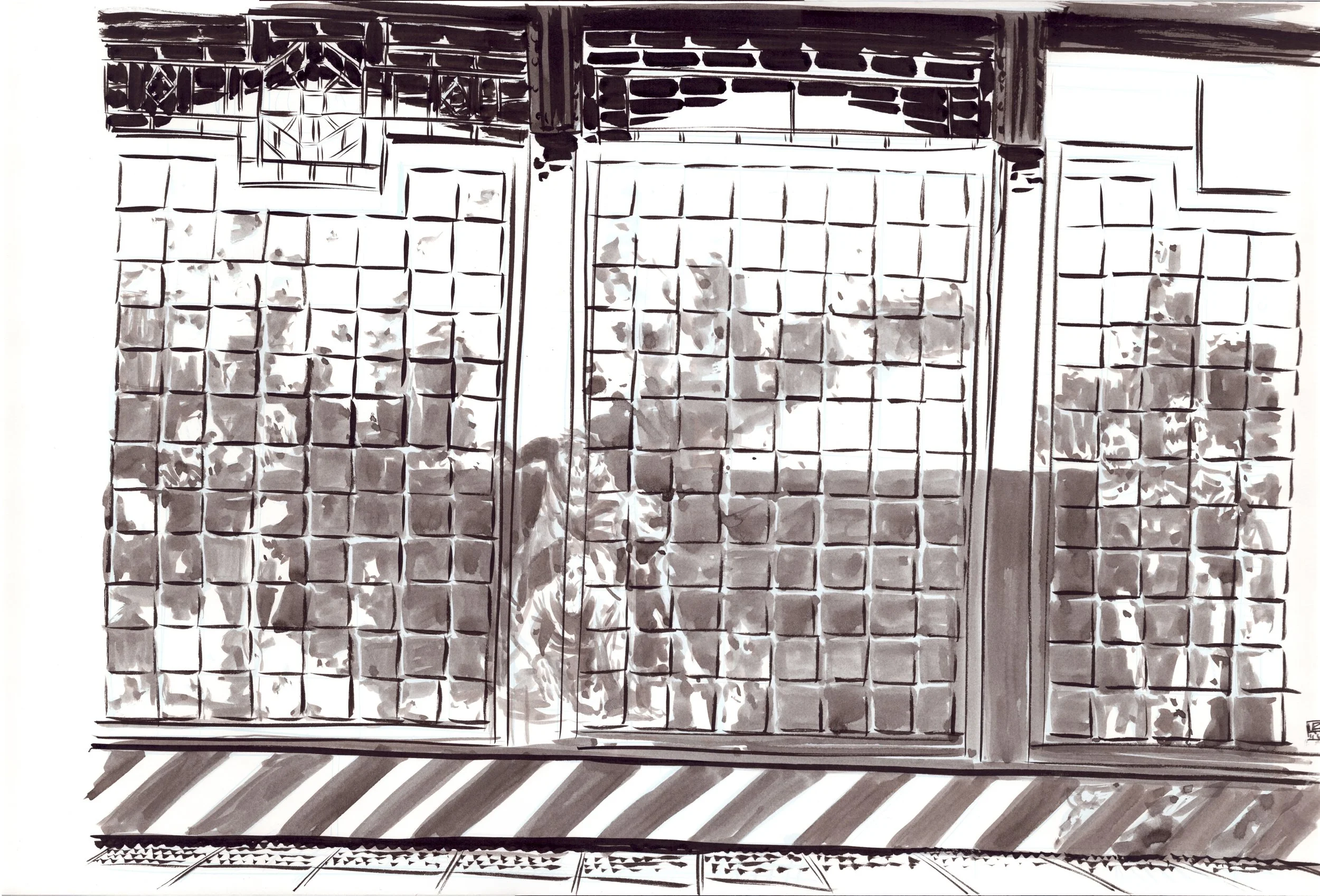 BACKGROUND INKS FOR UNKNOWN ILLUSTRATION Comic Art