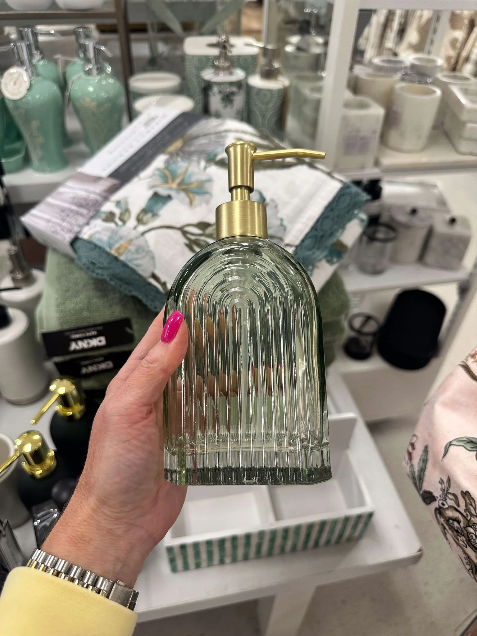 Ribbed glass lamp as affordable college dorm room lighting essential for budget dorm room decorating.