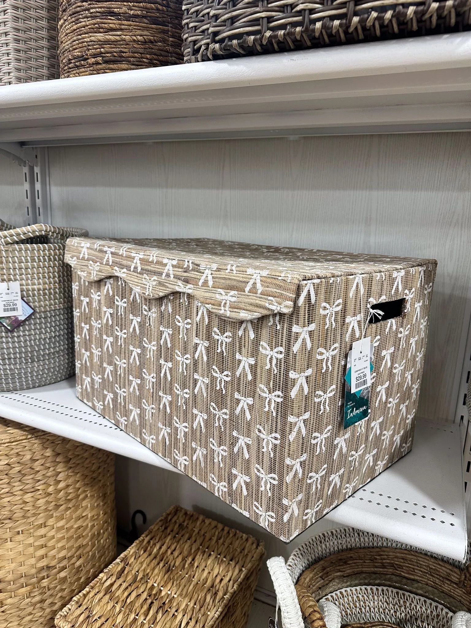 Affordable woven storage solutions as budget-friendly college dorm room essentials for practical decorating.