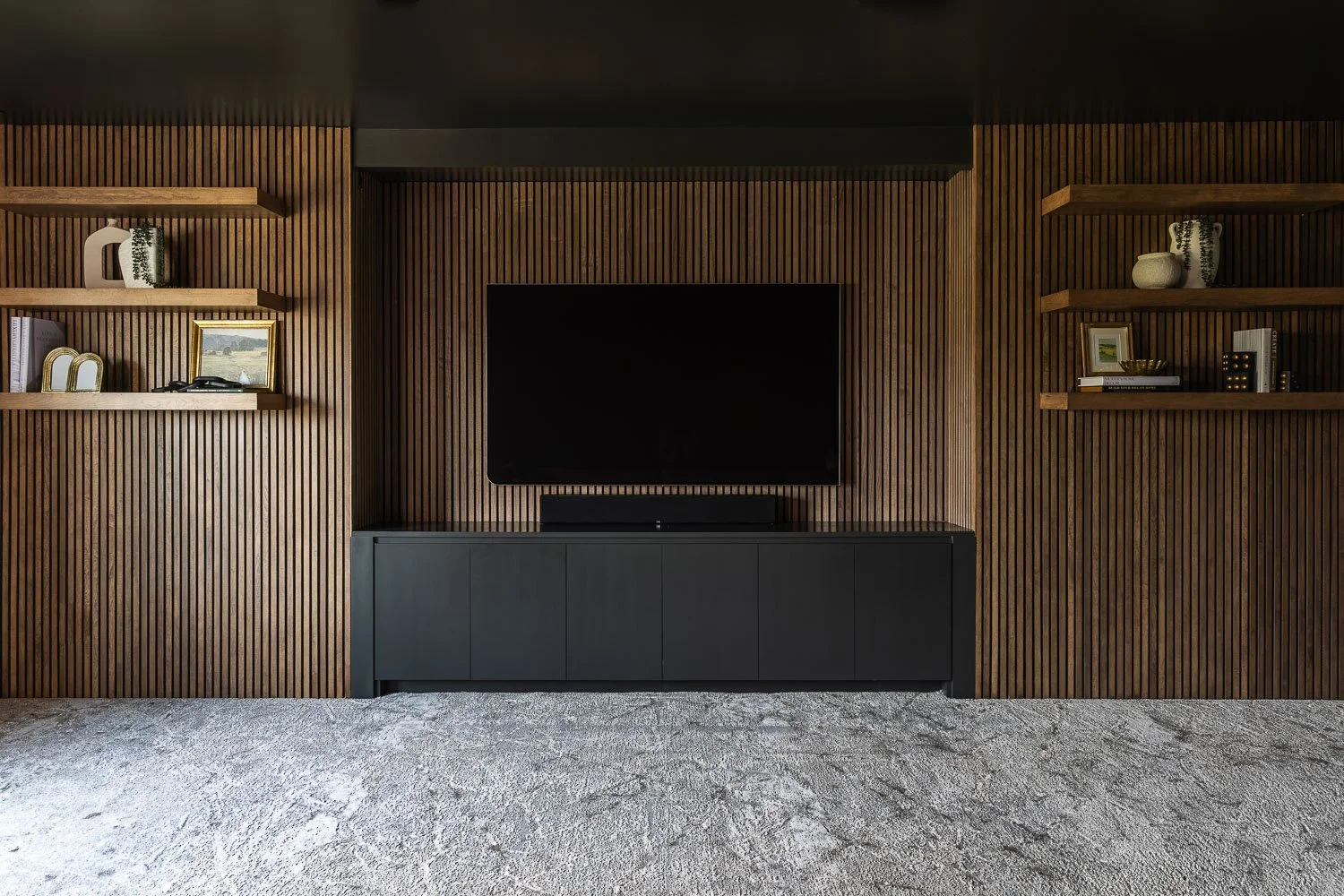 Nashville interior designer media room transformation.