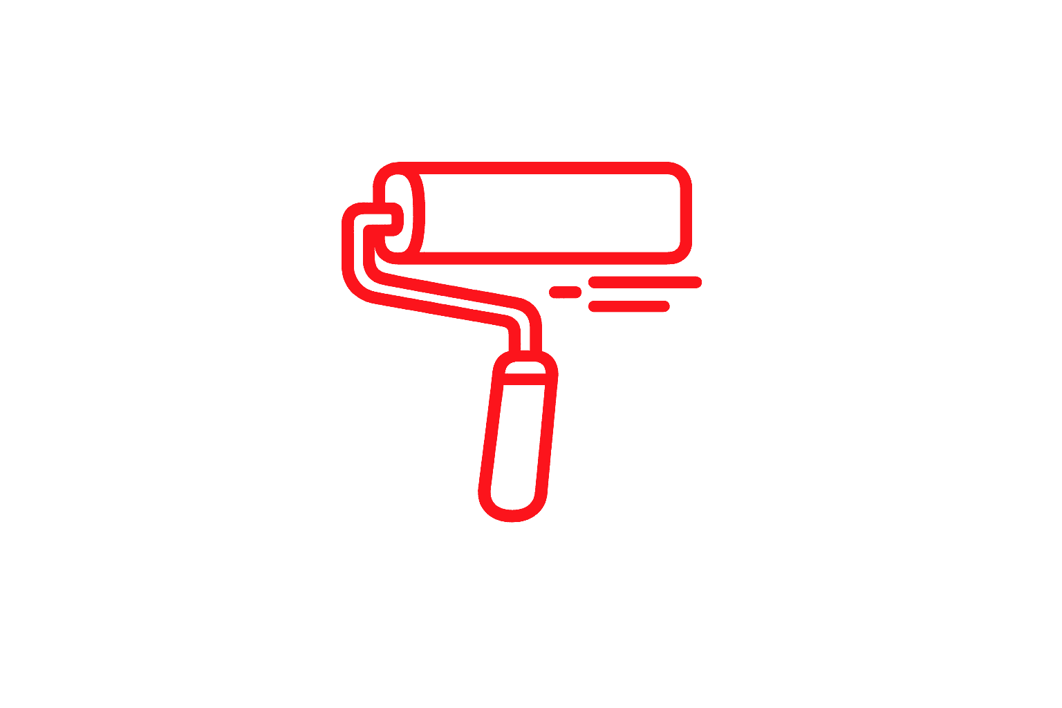 Red paint roller icon representing the application of primer and the epoxy base coat.
