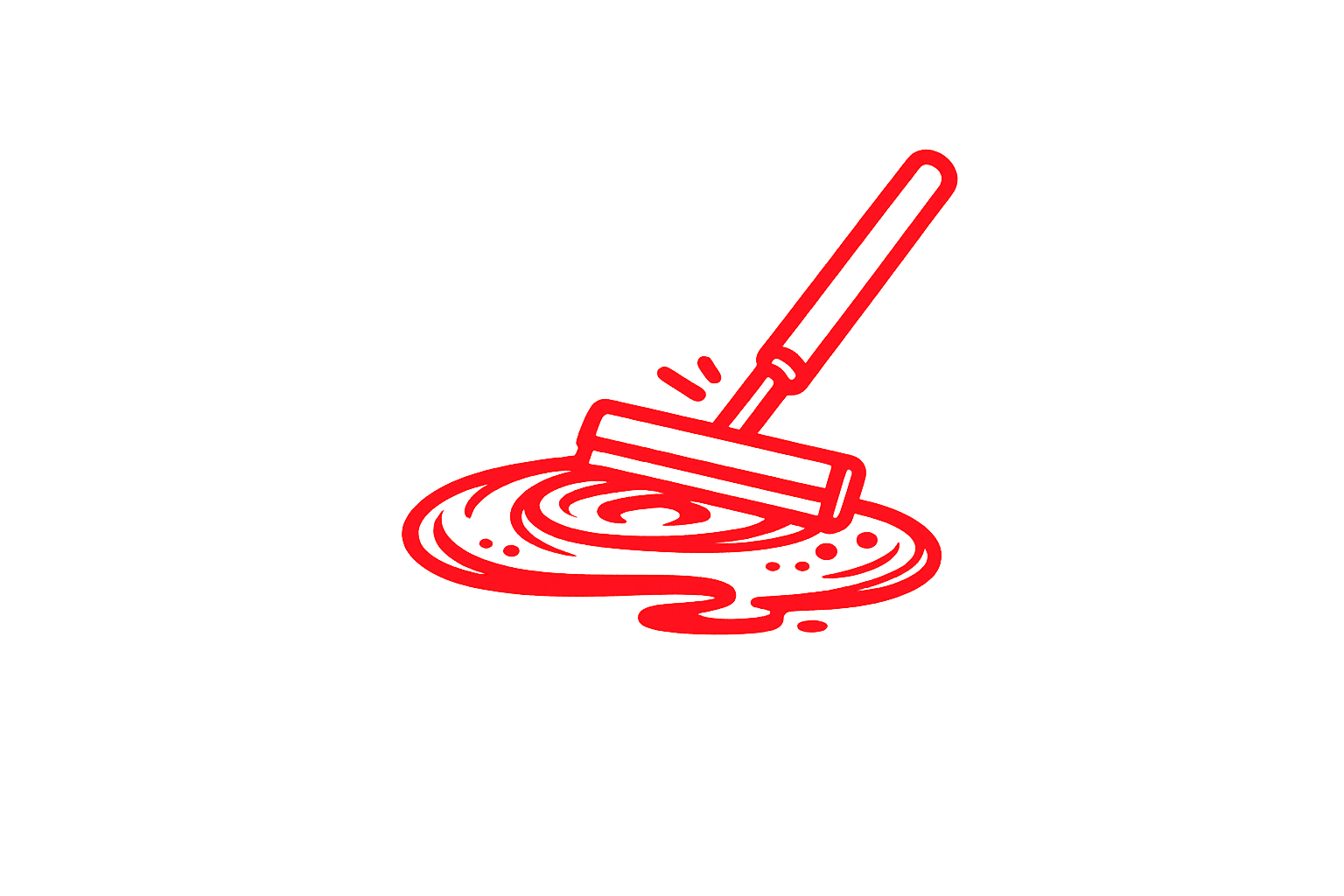 Red squeegee spreading decorative epoxy icon representing the final decorative and protective finish.