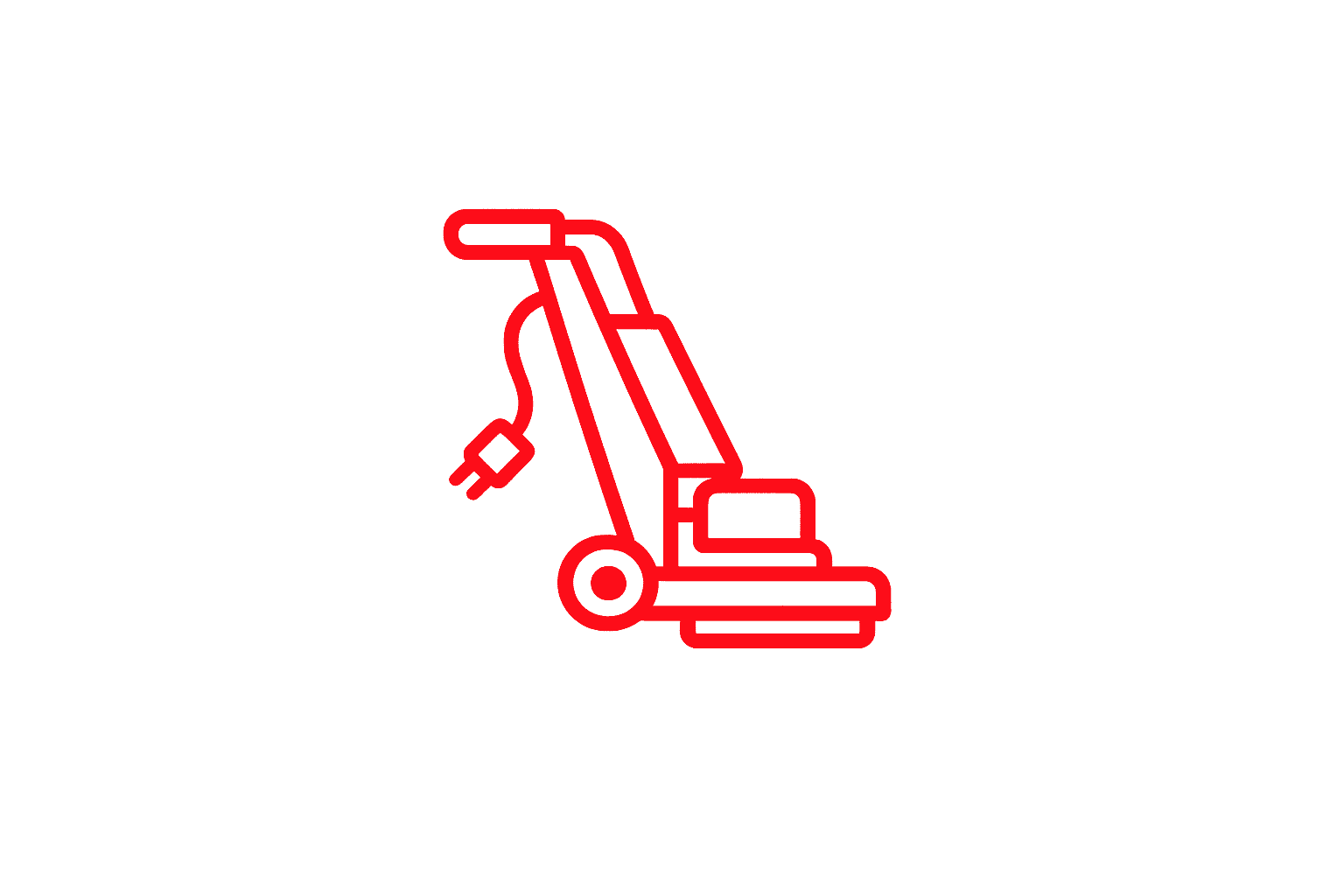 Red floor-grinding machine icon representing concrete surface preparation before epoxy installation.