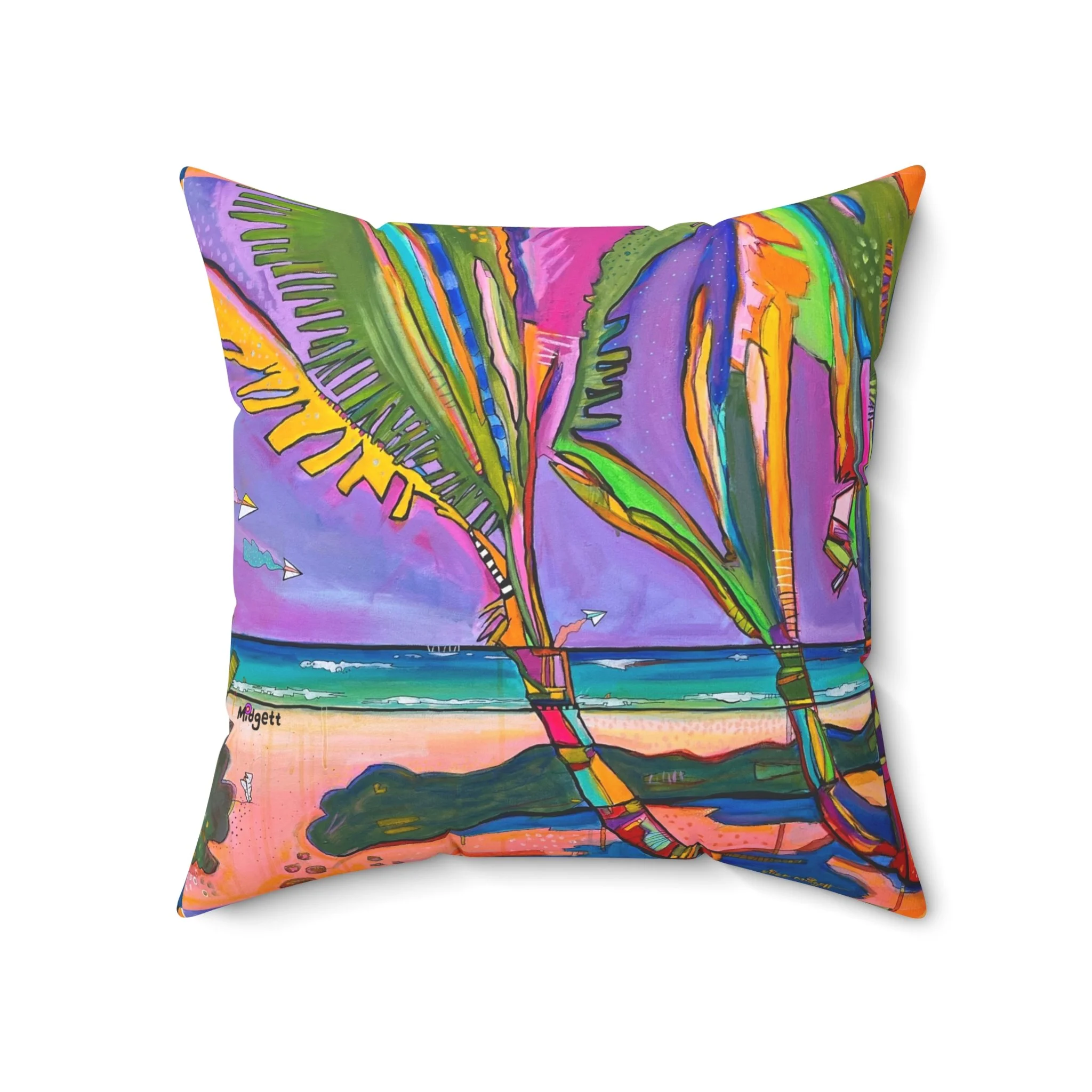 The Painted Palms…— Throw Pillow