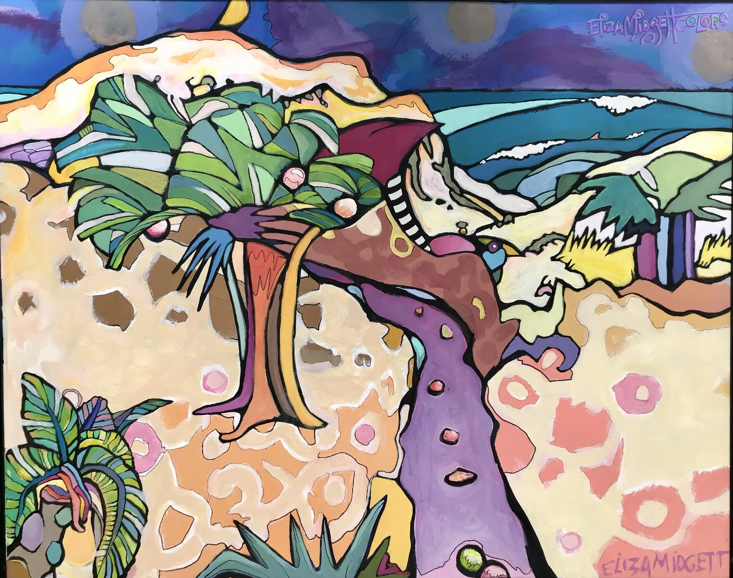Mango Road
24 x 30 NFS
…A back road on Harbour Island in the Bahamas, where giant rotting fruit beckoned me to follow, turn the corner and see what lies further in the jungle.
in my private collection, giclee's available.