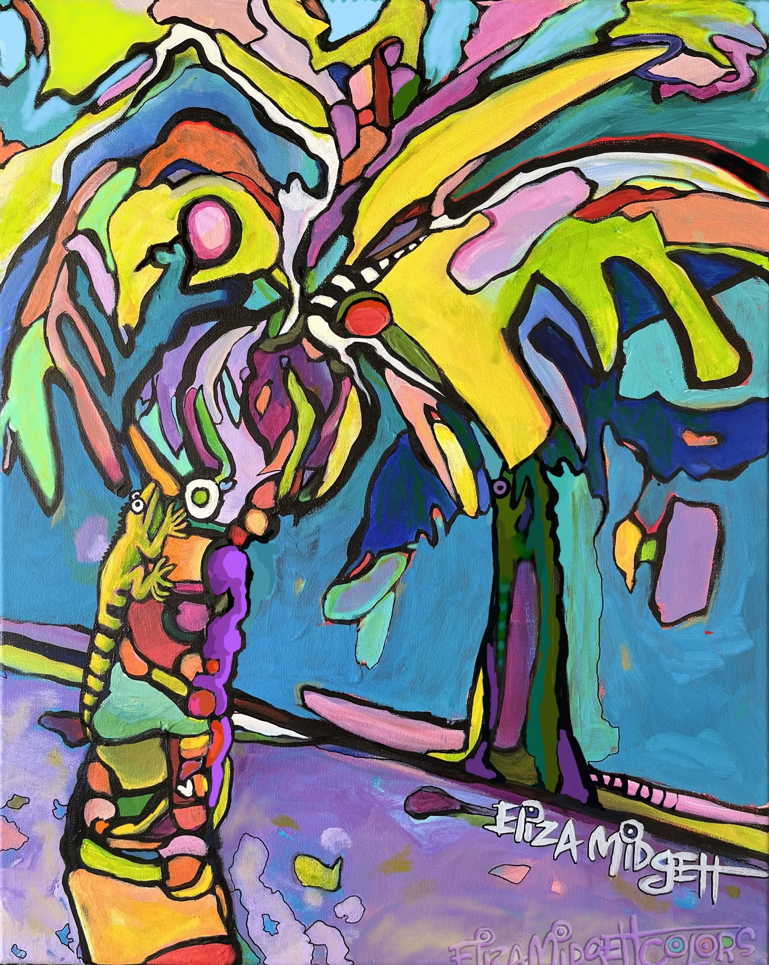 Lizard’s Tree 16 x 20 
A fluid abstract depiction of a plant & shadow against a wall. Surprisingly, the lizard also shows up in the shadow.
Original Sold, giclee's available.