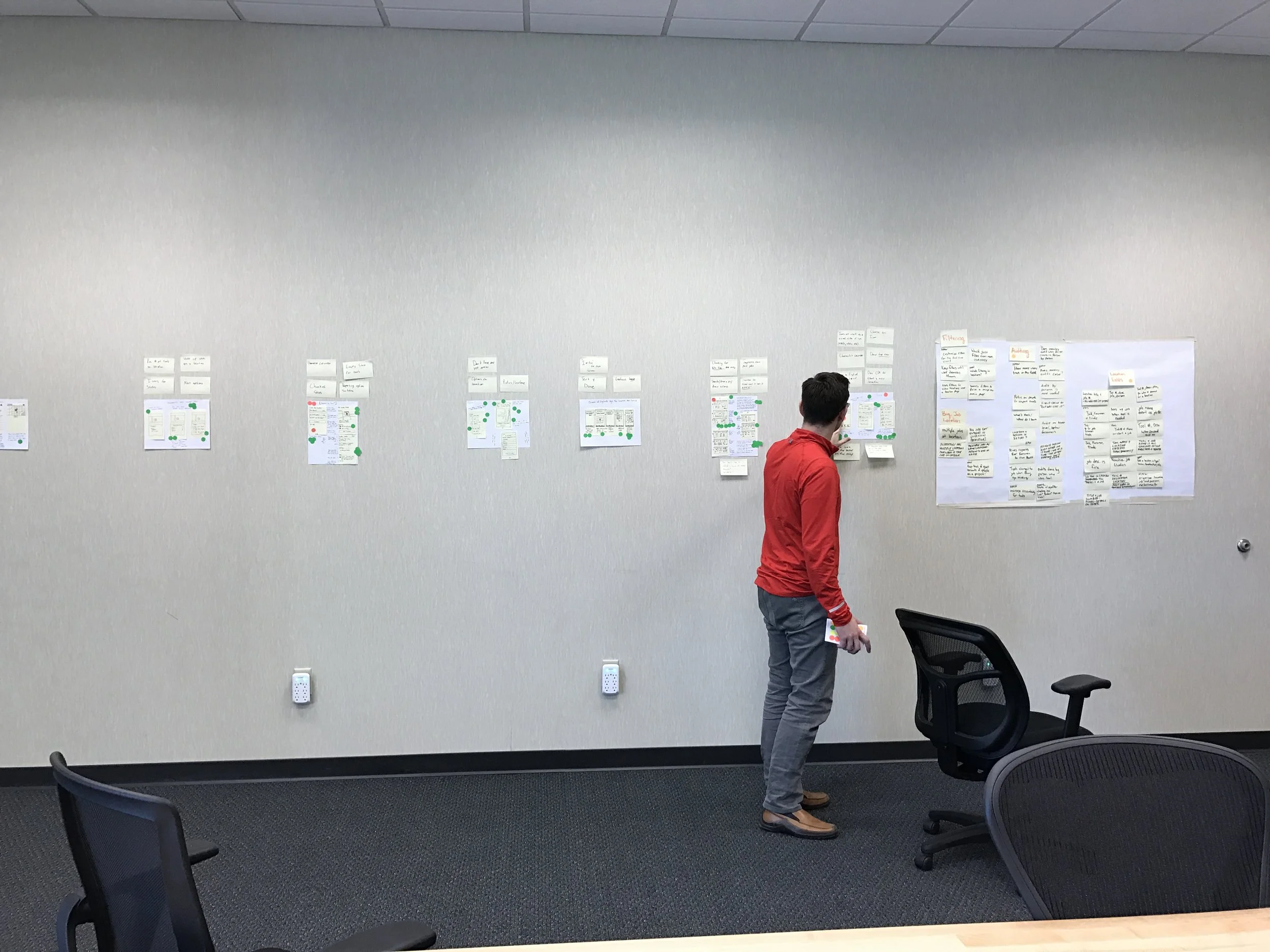 Stakeholder looking through hand-drawn pictures