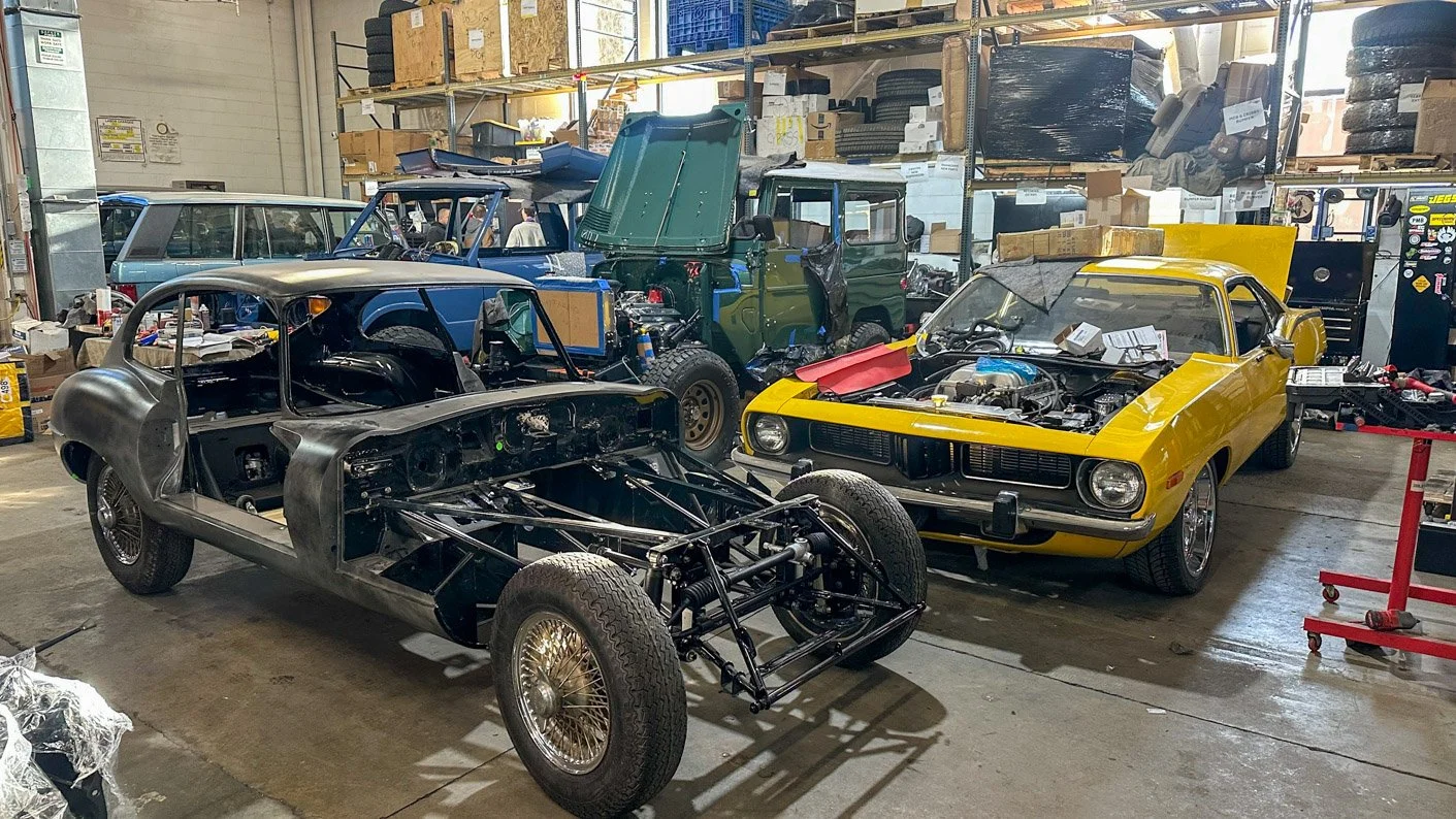 Original vs Outlaw: Jaguar E-Type Restoration and Hellcat-Swapped Cuda Build at Legacy Motorworks