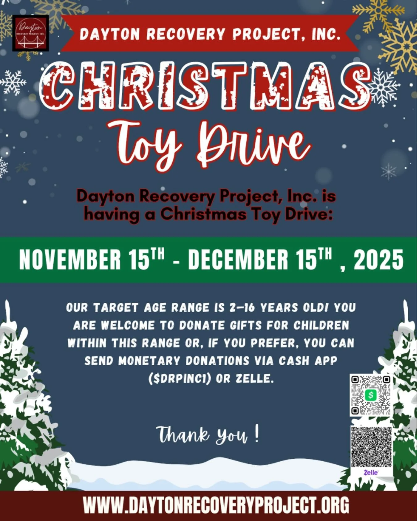 It&rsquo;s officially Toy Drive season! 🎅🎁
Join us and the Dayton Recovery Project in spreading holiday cheer. Bring your new, unwrapped toy donations to the office now through the season. Let&rsquo;s make magic happen! ✨