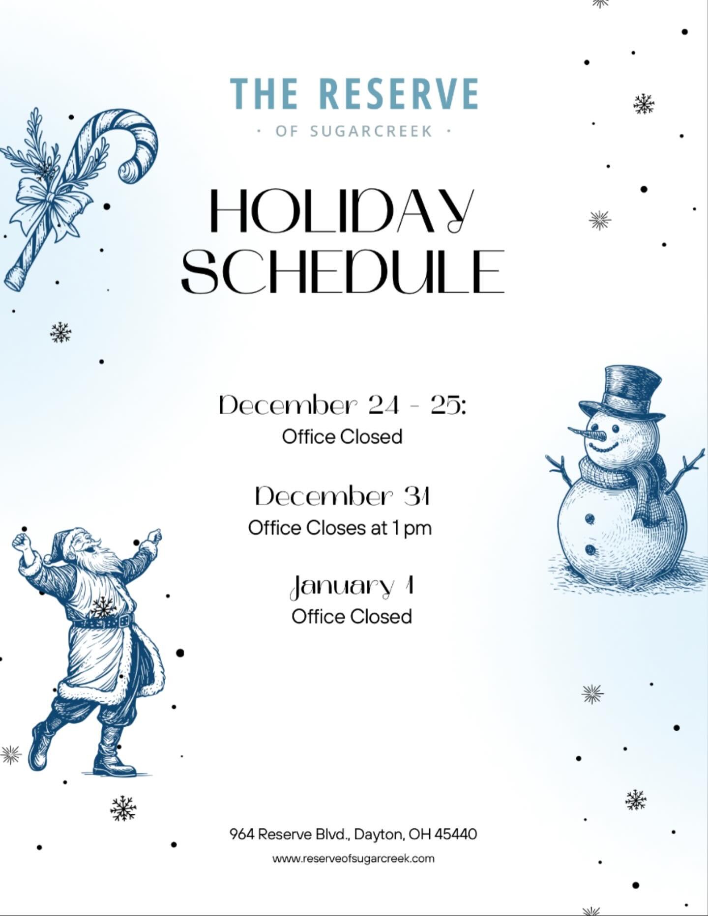 Here&rsquo;s a friendly reminder of our holiday schedule 🎄🗓️
We hope this season brings you joy, rest, and special moments spent with friends and family.

Wishing you the happiest holidays and a wonderful time celebrating with your loved ones! 💫💙