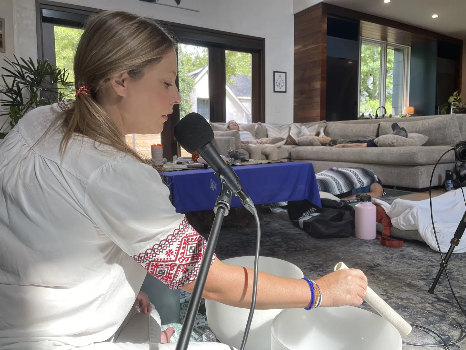 Crystal singing bowls used by Katie Sutton for sound healing and vocal toning