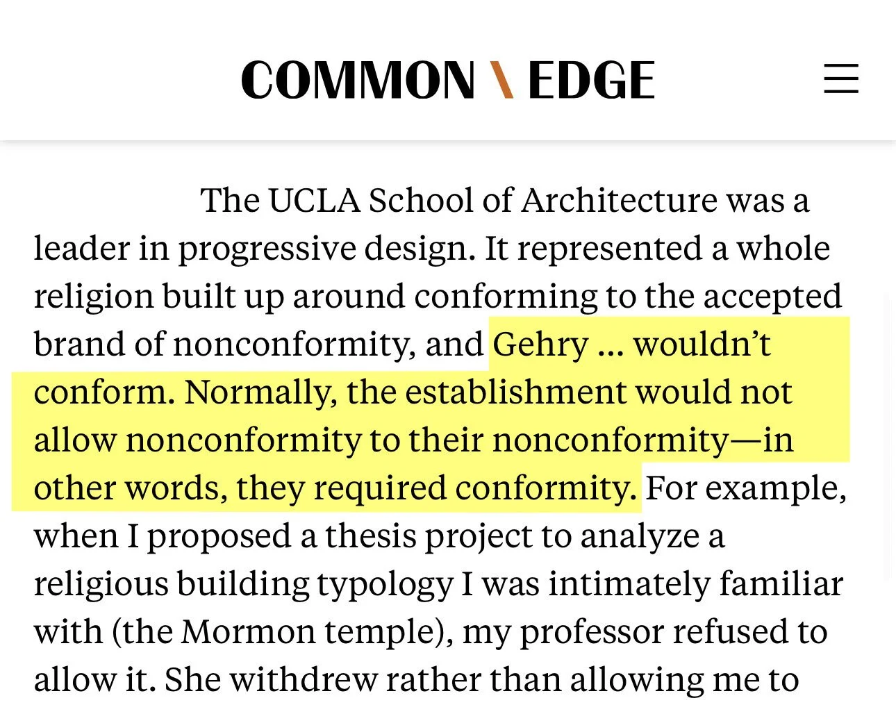 Memory about Frank Gehry