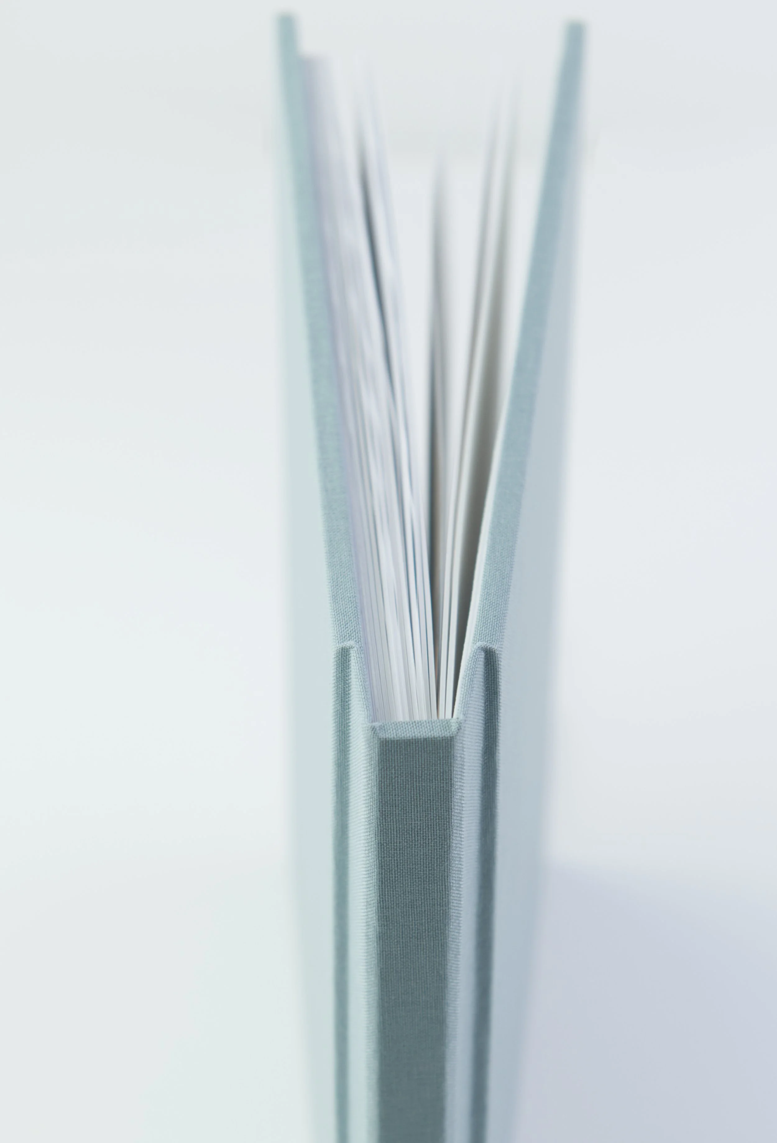 Side view of a blue photo album