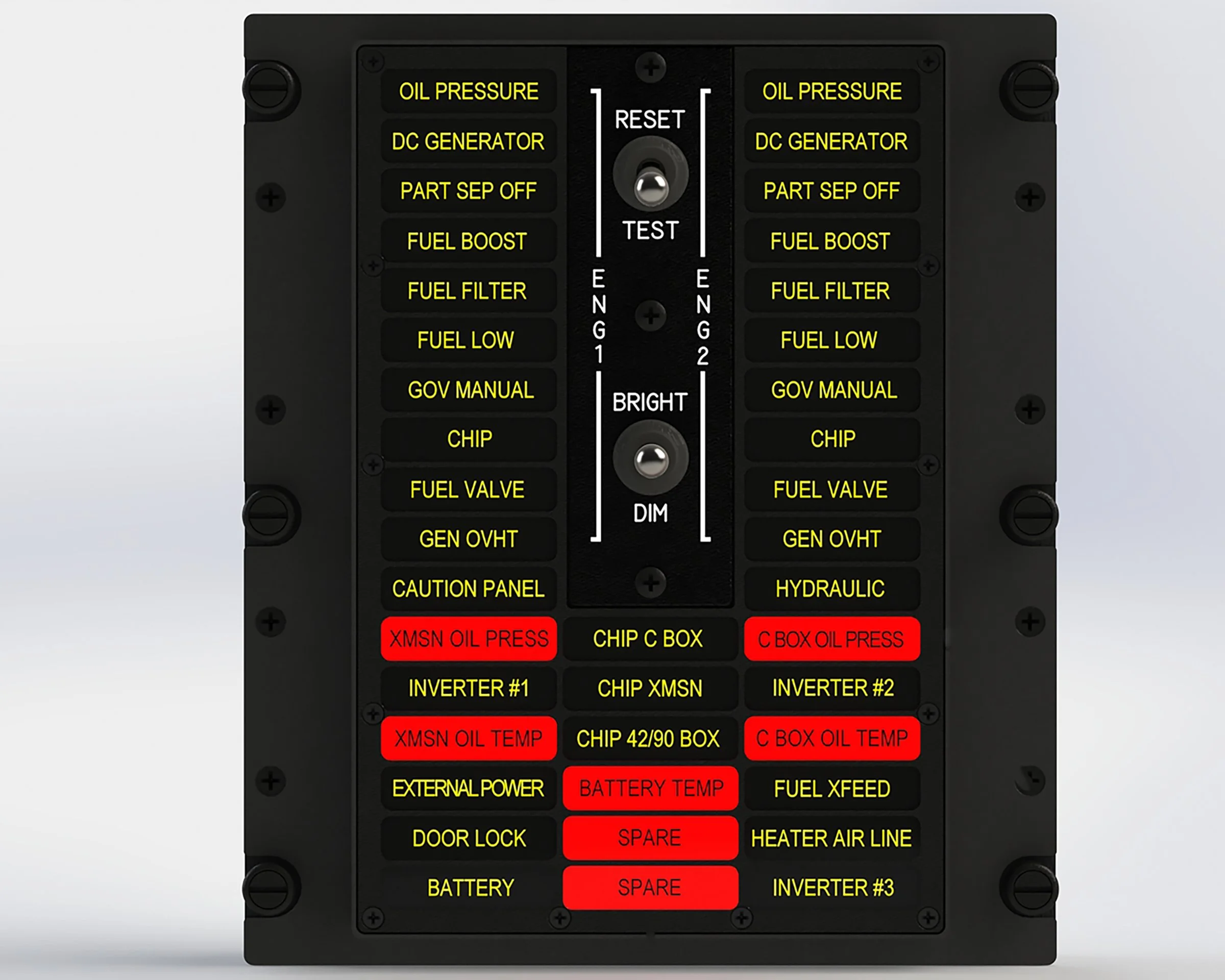 Bell 412 Panel Bell - 212 and 412 LED Master Caution Panel (MCP01) — VIH Aerospace MMRO