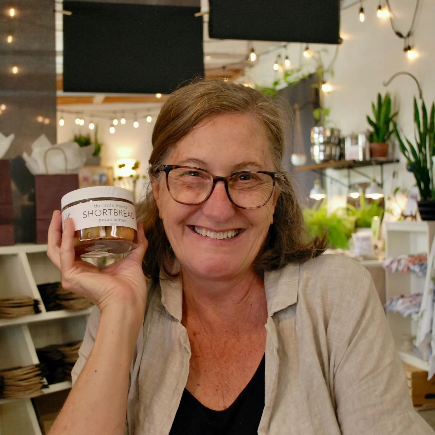 Today’s featured shortbread cookie is Cindy’s favorite: pecan button! She developed the recipe off the beloved pecan sandies from her childhood, but in true fashion added a twist of her own to make them pop. As we’ve all learned, do