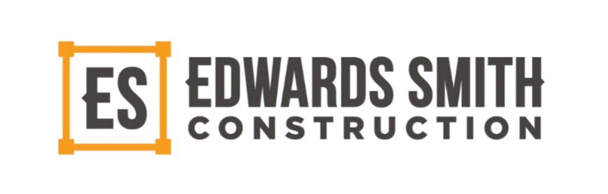 Logo for Edwards Smith Construction with orange border and black text.