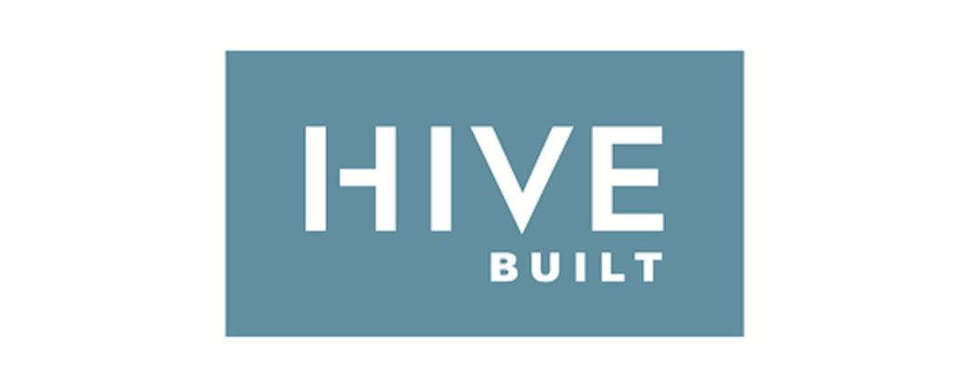 Logo of Hive Built in blue and white with the words