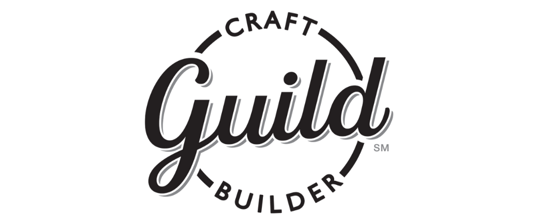 Logo for Crafted Guild Builder, featuring the word 'Guild' in cursive font with words 'Craft' and 'Builder' surrounding it in a circular pattern.