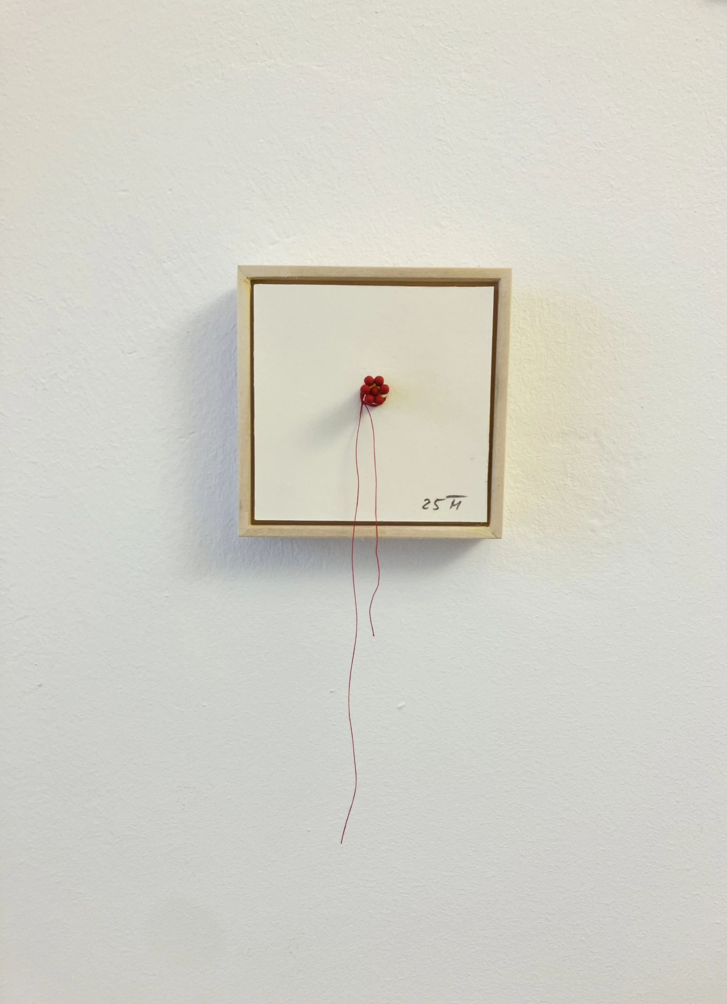  Das, was alles zusammenhält 2025  
Streichhölzer und Fäden auf Papier 
(17 X 8,5 cm)