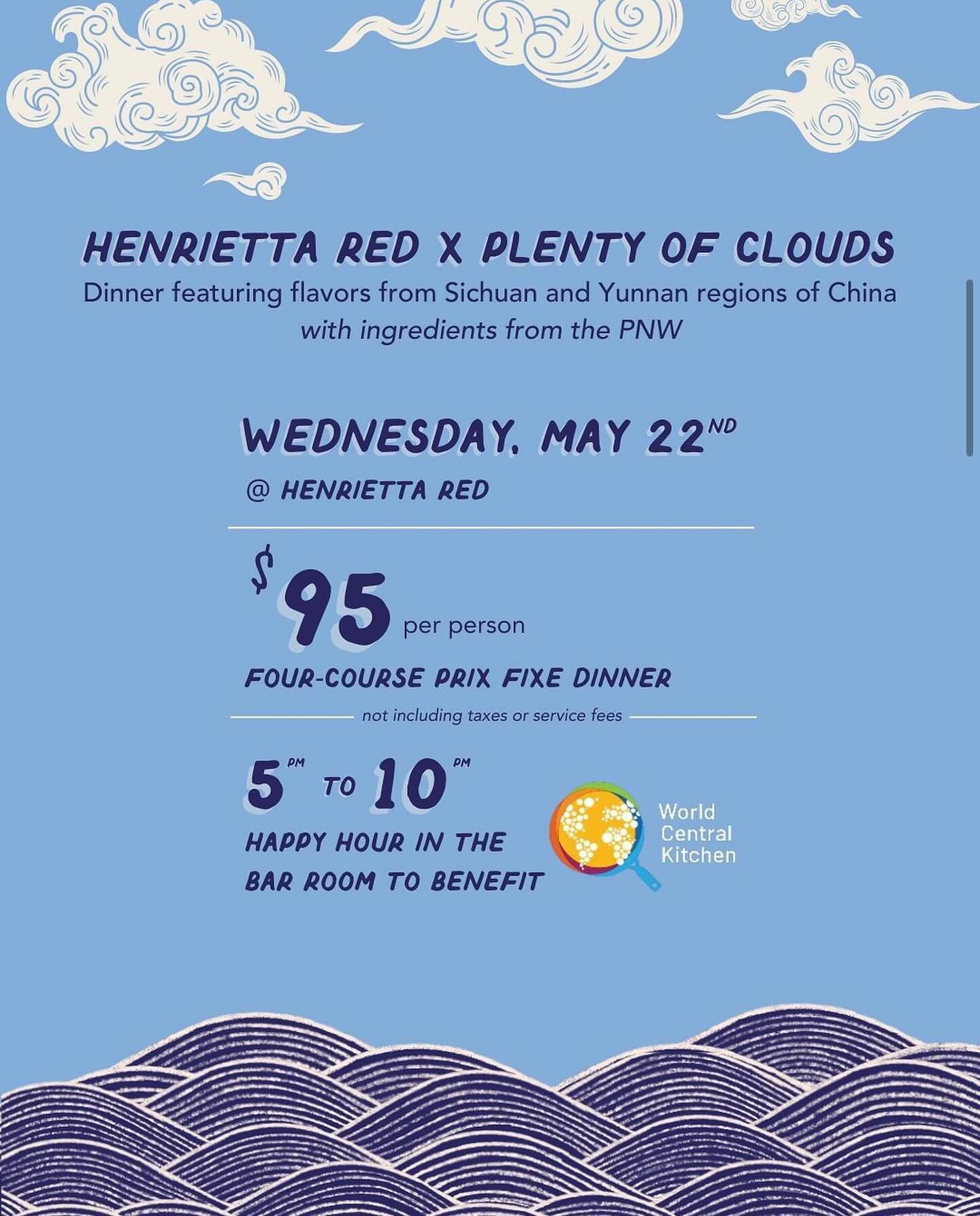 Collaboration alert! 🔔 Join @henrietta_red and Chef Travis Post of @plentyofclouds.sea for a one-night only collaborative dinner showcasing the vibrant flavors of China&rsquo;s Yunnan and Sichuan provinces. Swipe to preview the family-style menu. Se