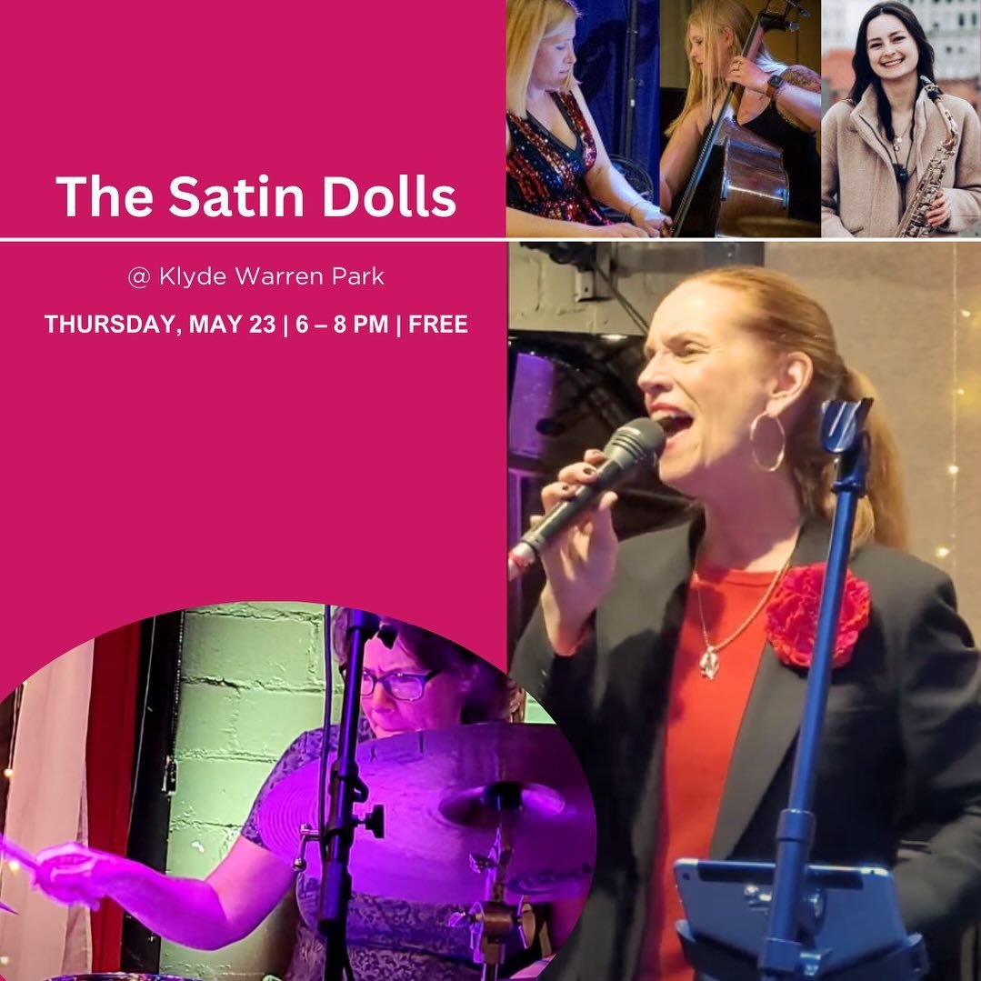 The Satin Dolls Band
Thursday, May 23, 6 &ndash; 8 PM
FREE
 
🎶 Join us for a night of timeless tunes and toe-tapping rhythms with The Satin Dolls Band! 🎷 Rescheduled due to April showers, these five talented musicians will serenade you with classic