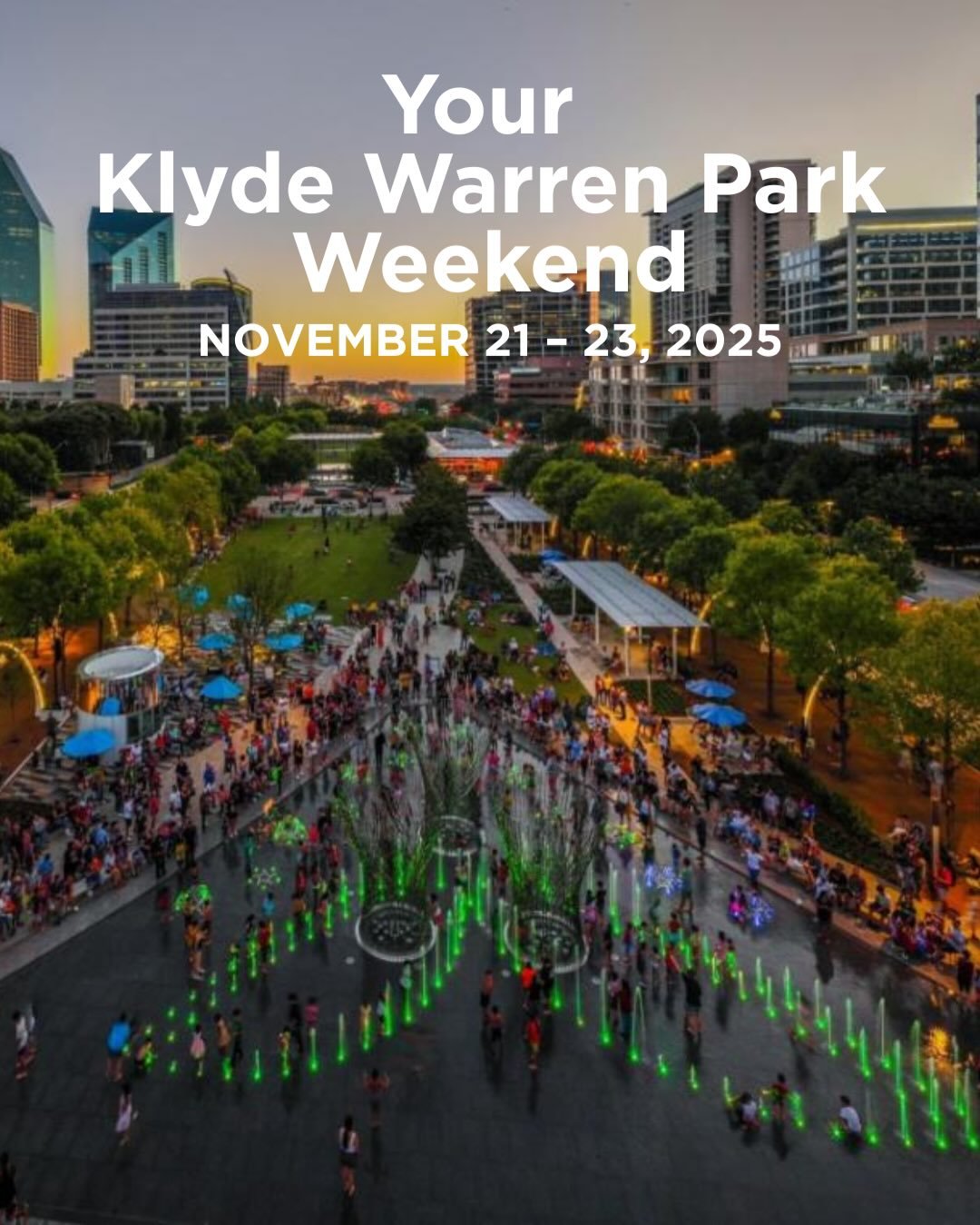 All your favorite activities are happening in Klyde Warren Park!

Live music, family fun and the return of Movies in the Park make for an exciting weekend of free programming. We can&rsquo;t wait to see you soon!

Head to our website for full details