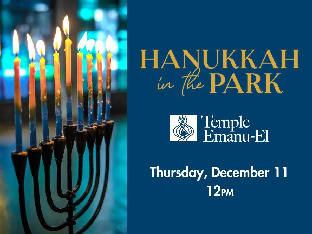 Join us on Thursday for a celebration of the Festival of Light! 

Temple Emanu-El Choir and cantors Vicky Glikin, Leslie Niren and Hallie Weiner, bring Hanukkah to life with a joyful performance in the heart of Dallas. Enjoy music celebrating the Jew
