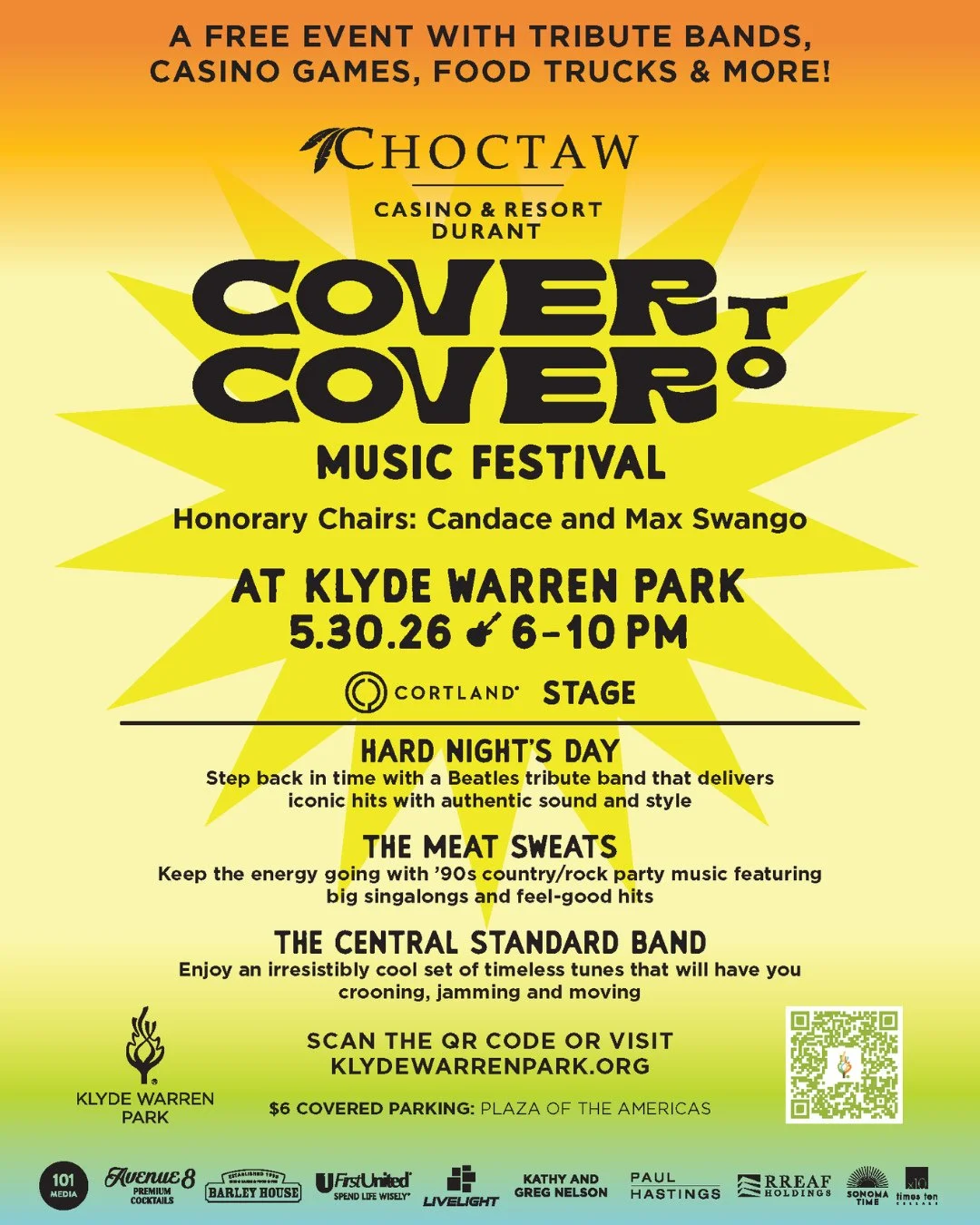 A special shoutout to @thebarleyhousesmu, a supporting sponsor for the @choctawcasinos Cover-to-Cover Music Festival! ⁠
⁠
Big thanks to Scott for helping us secure our three amazing cover bands: @harddaysnightband, @themeatsweats and @centralstandard